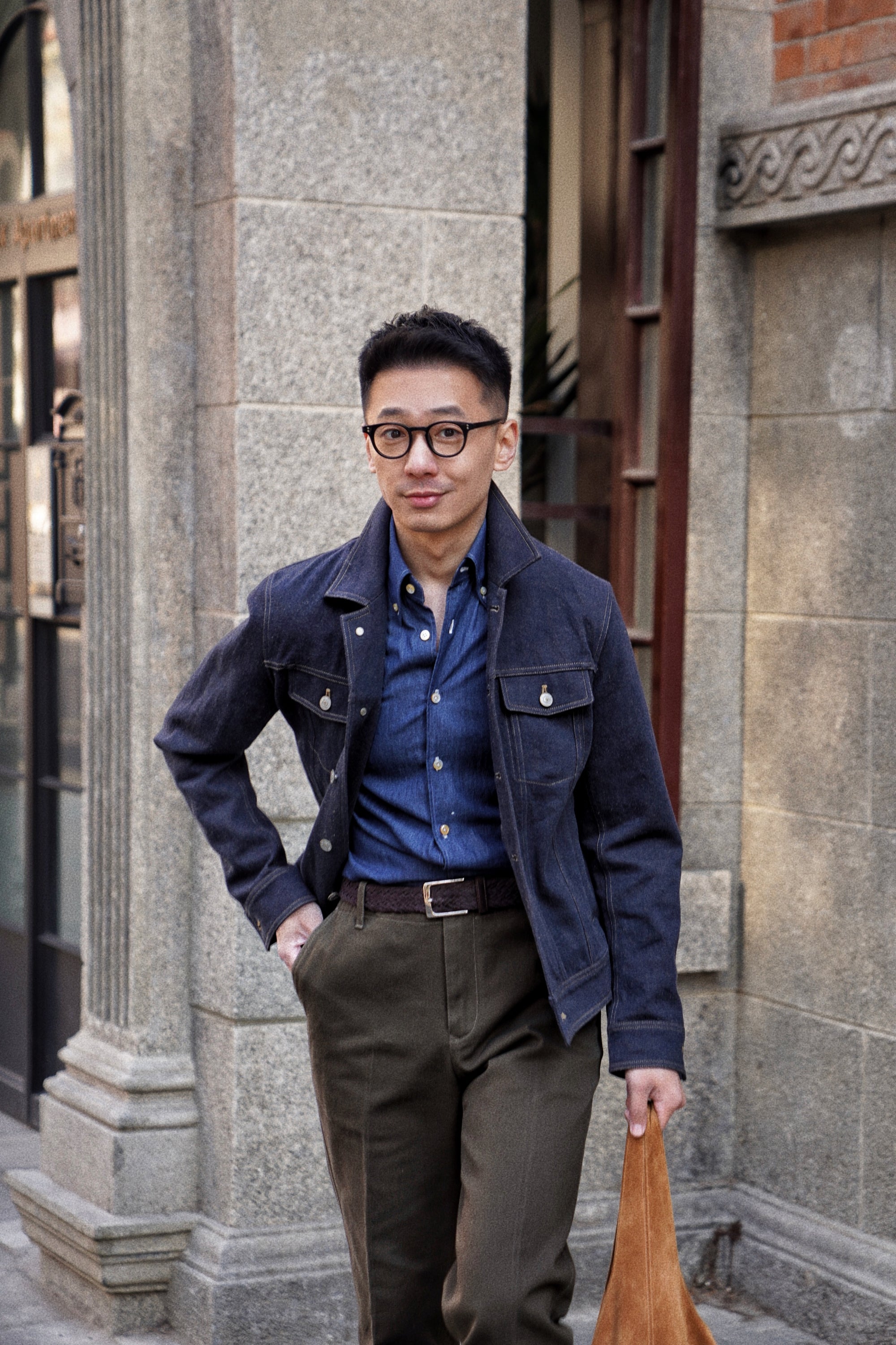 Denim Cotton Linen Blouson Jacket