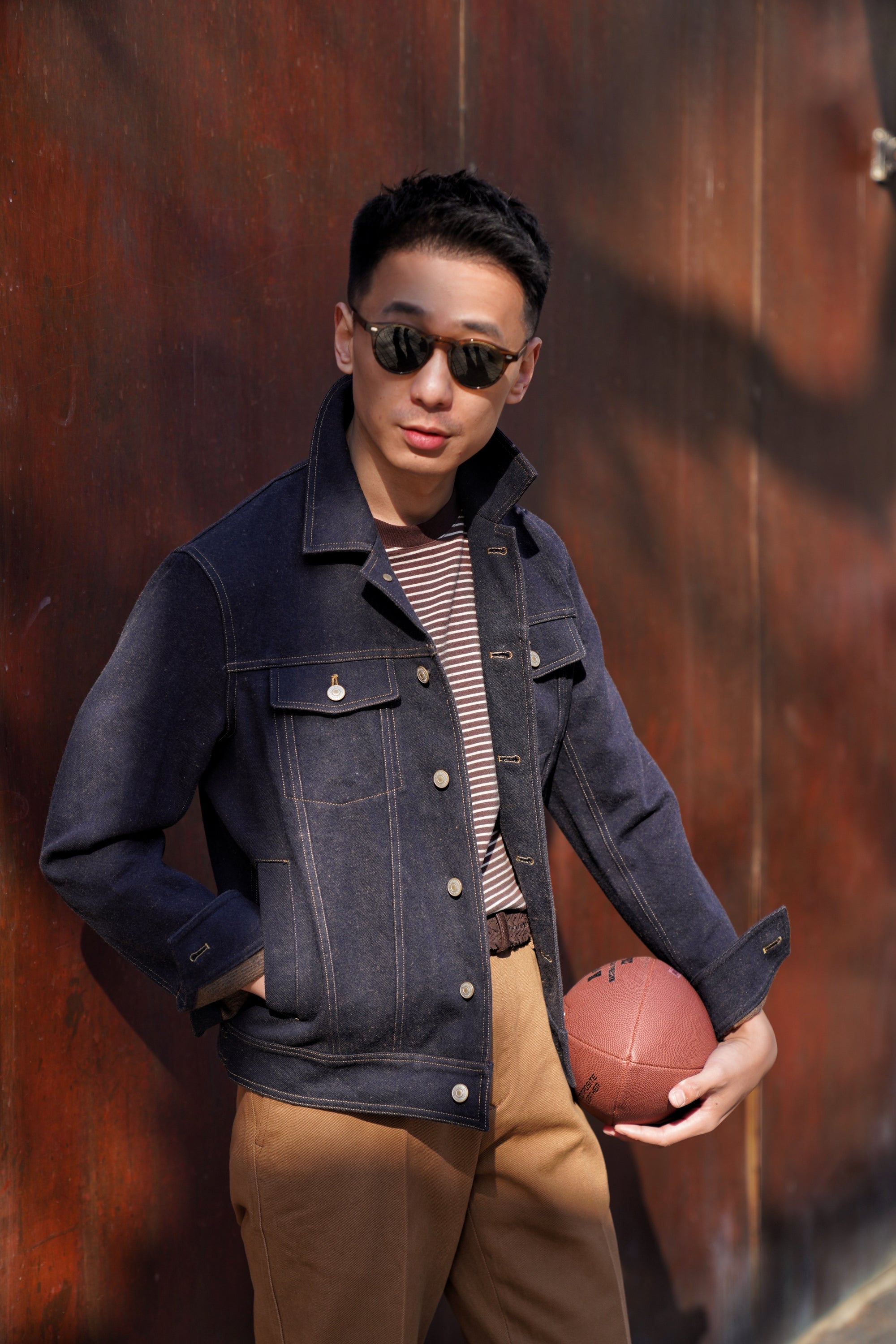 Denim Cotton Linen Blouson Jacket
