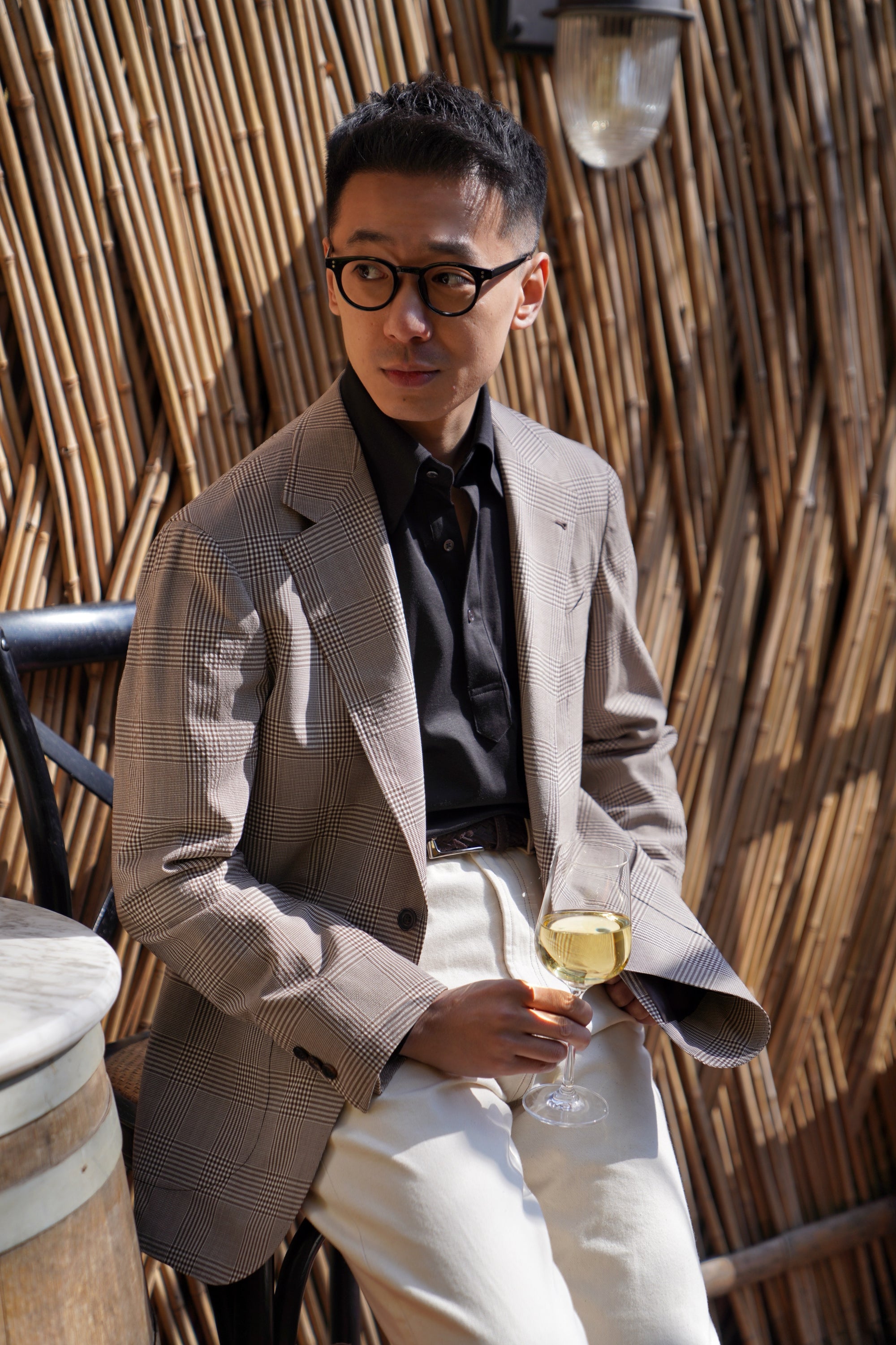 MTO Brown Glen Check Wool Seersucker Jacket #99