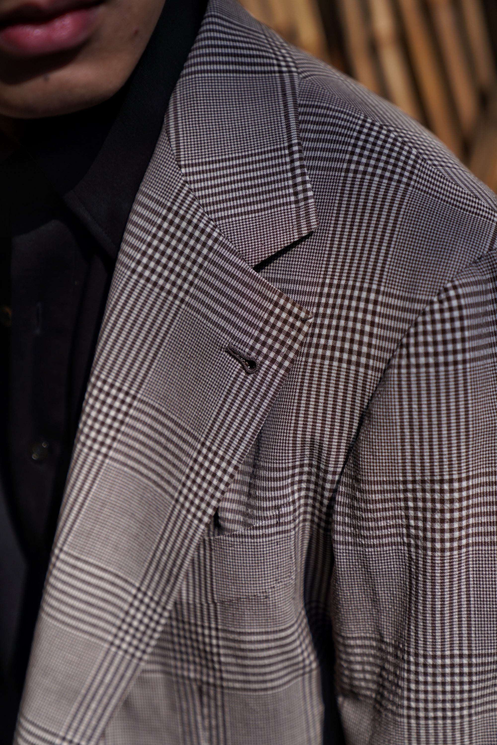 MTO Brown Glen Check Wool Seersucker Jacket #99