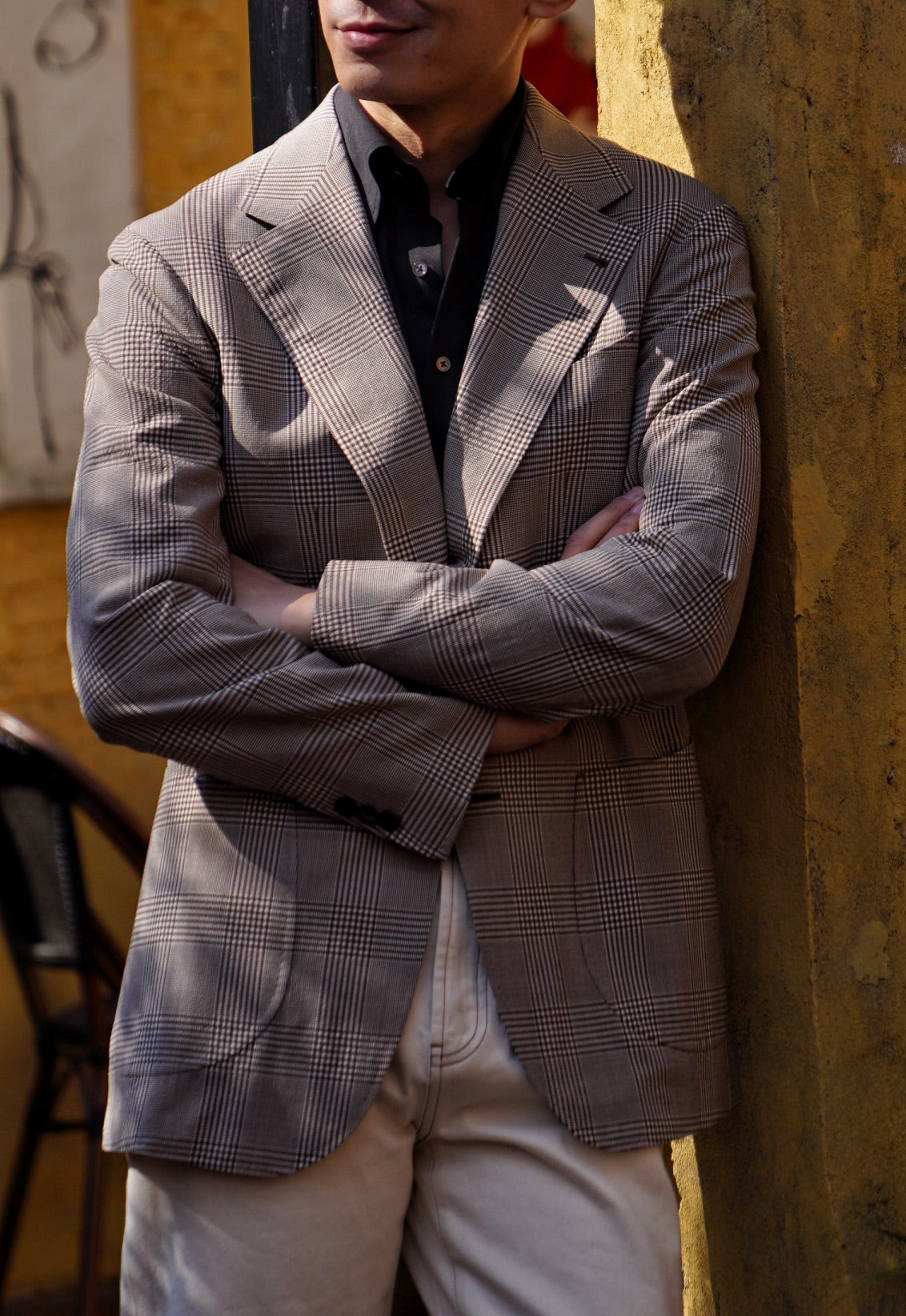 MTO Brown Glen Check Wool Seersucker Jacket #99