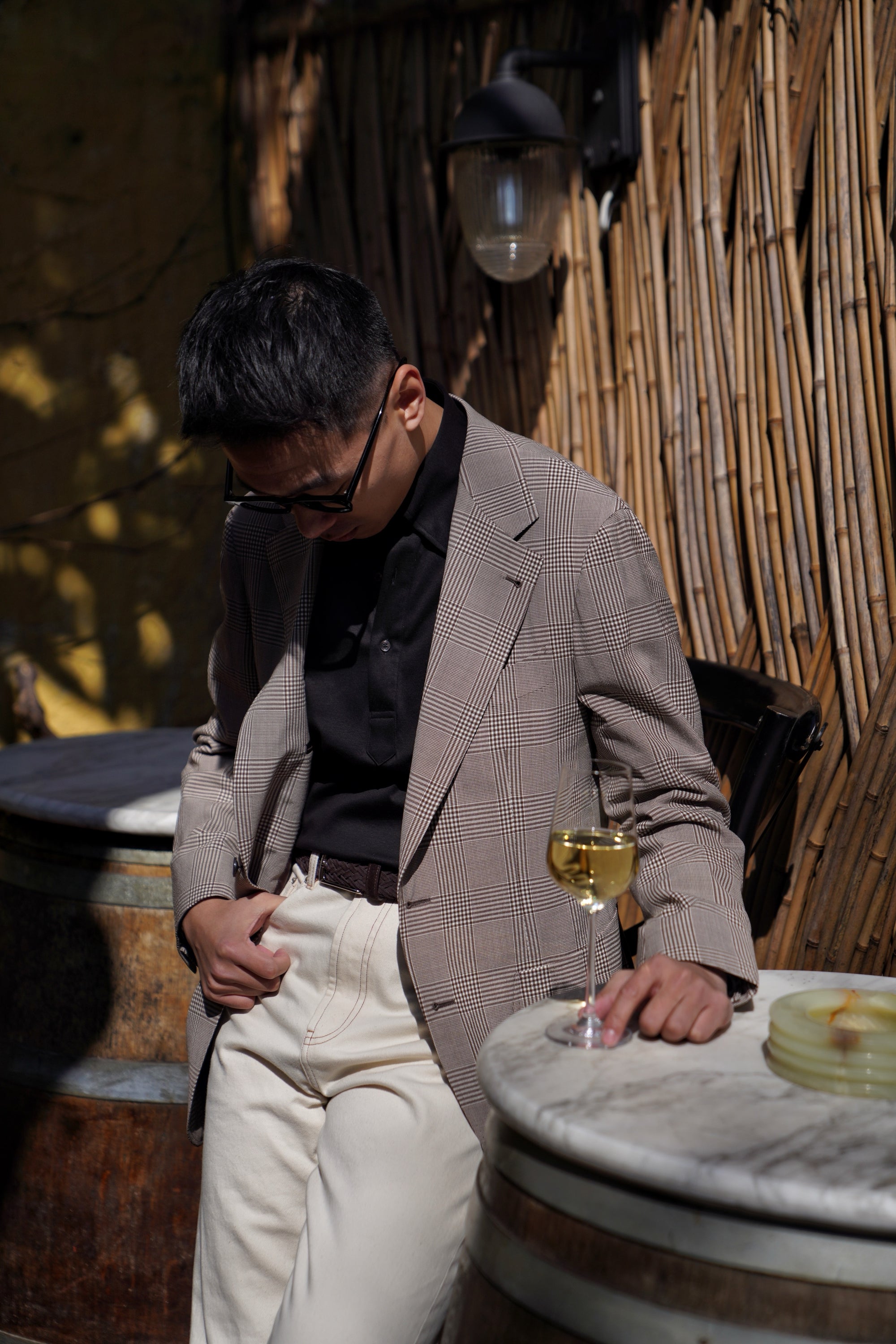 MTO Brown Glen Check Wool Seersucker Jacket #99
