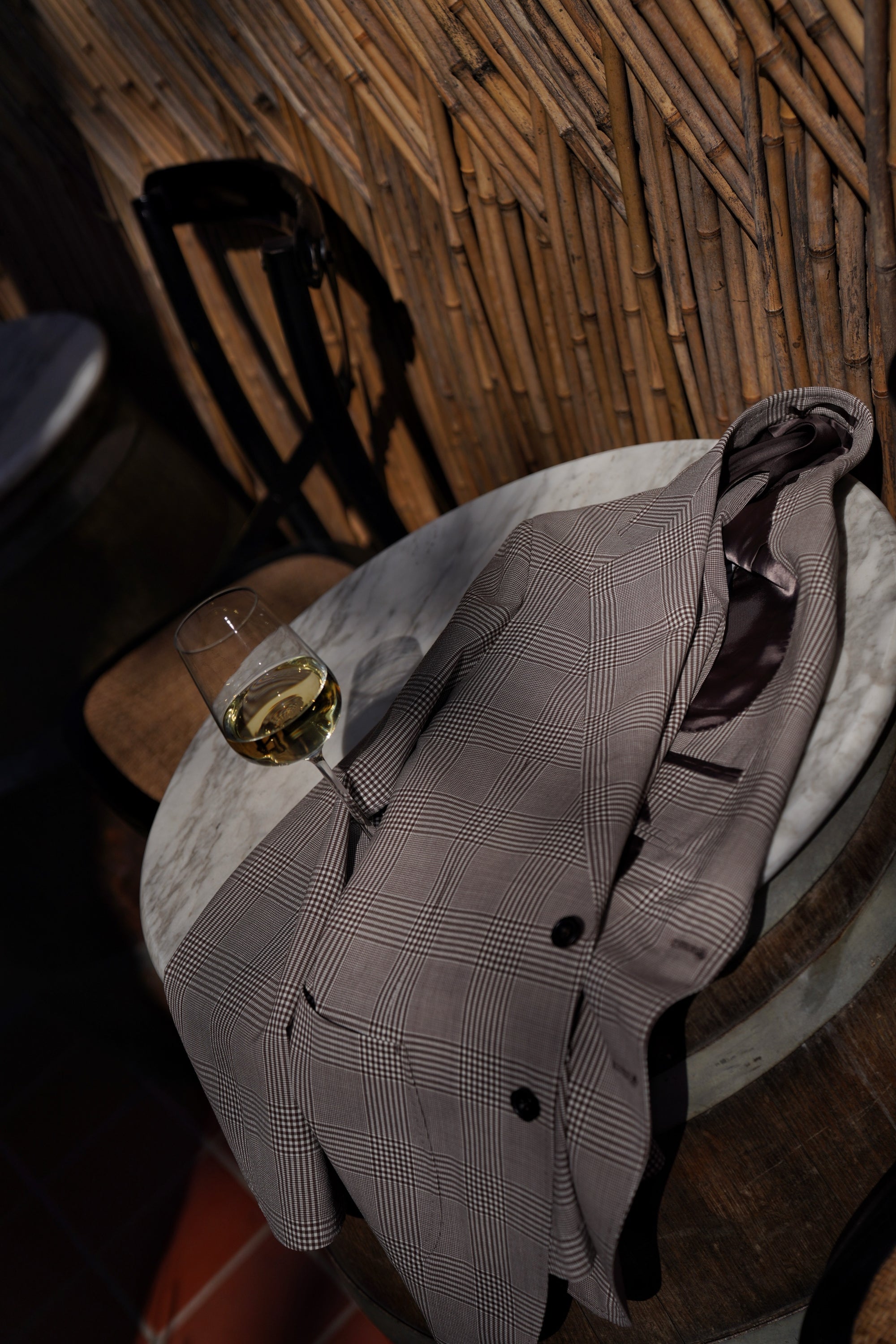 MTO Brown Glen Check Wool Seersucker Jacket #99