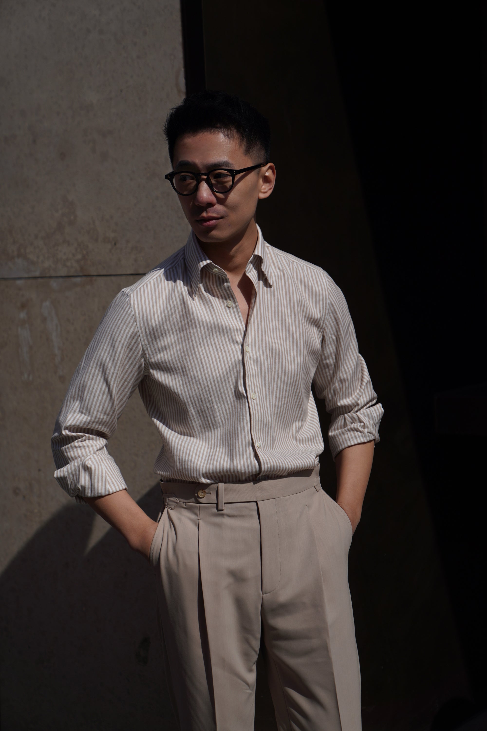 MTO Cotton Lyocell Blending Stripe Shirt