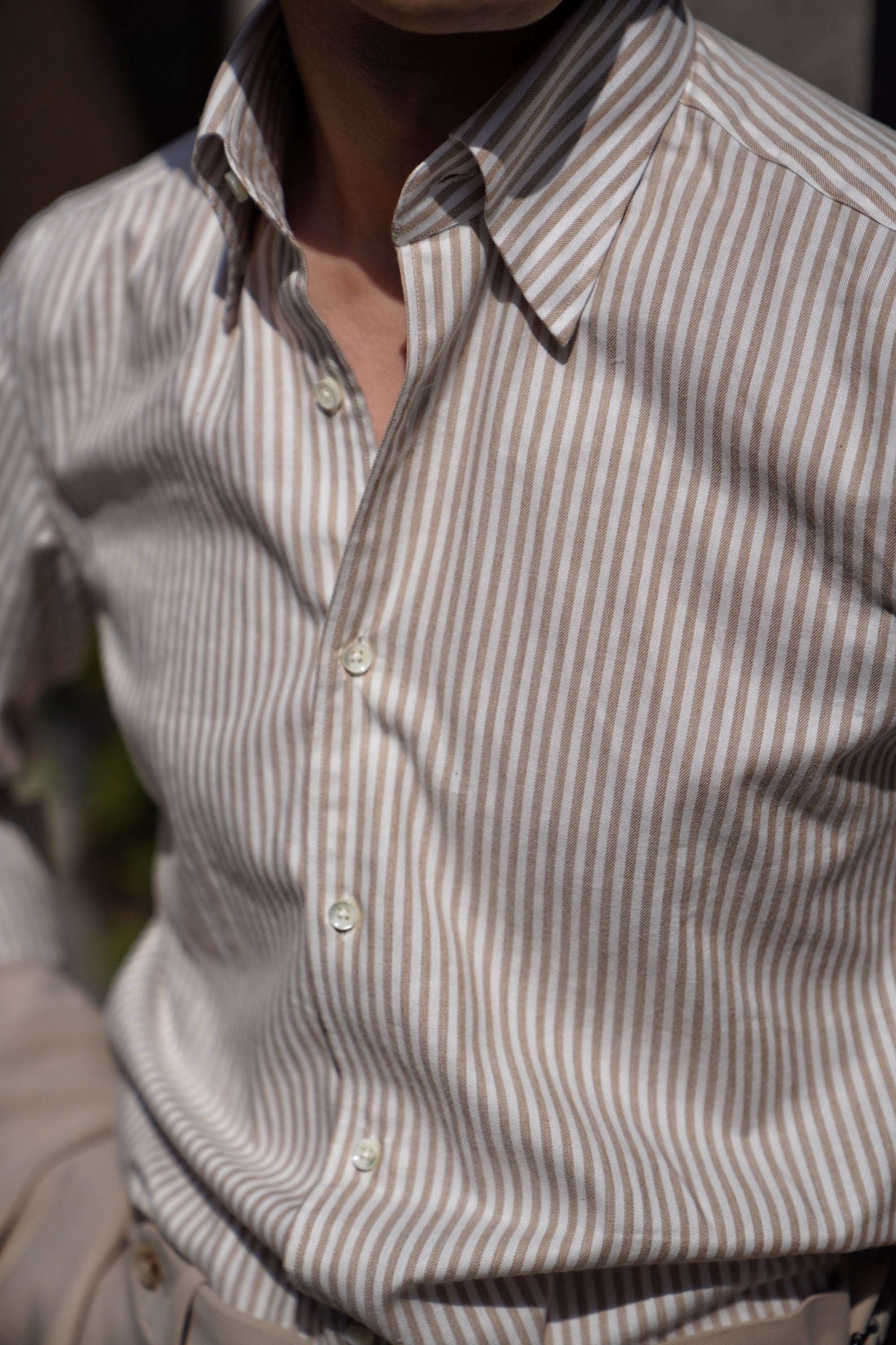 MTO Cotton Lyocell Blending Stripe Shirt