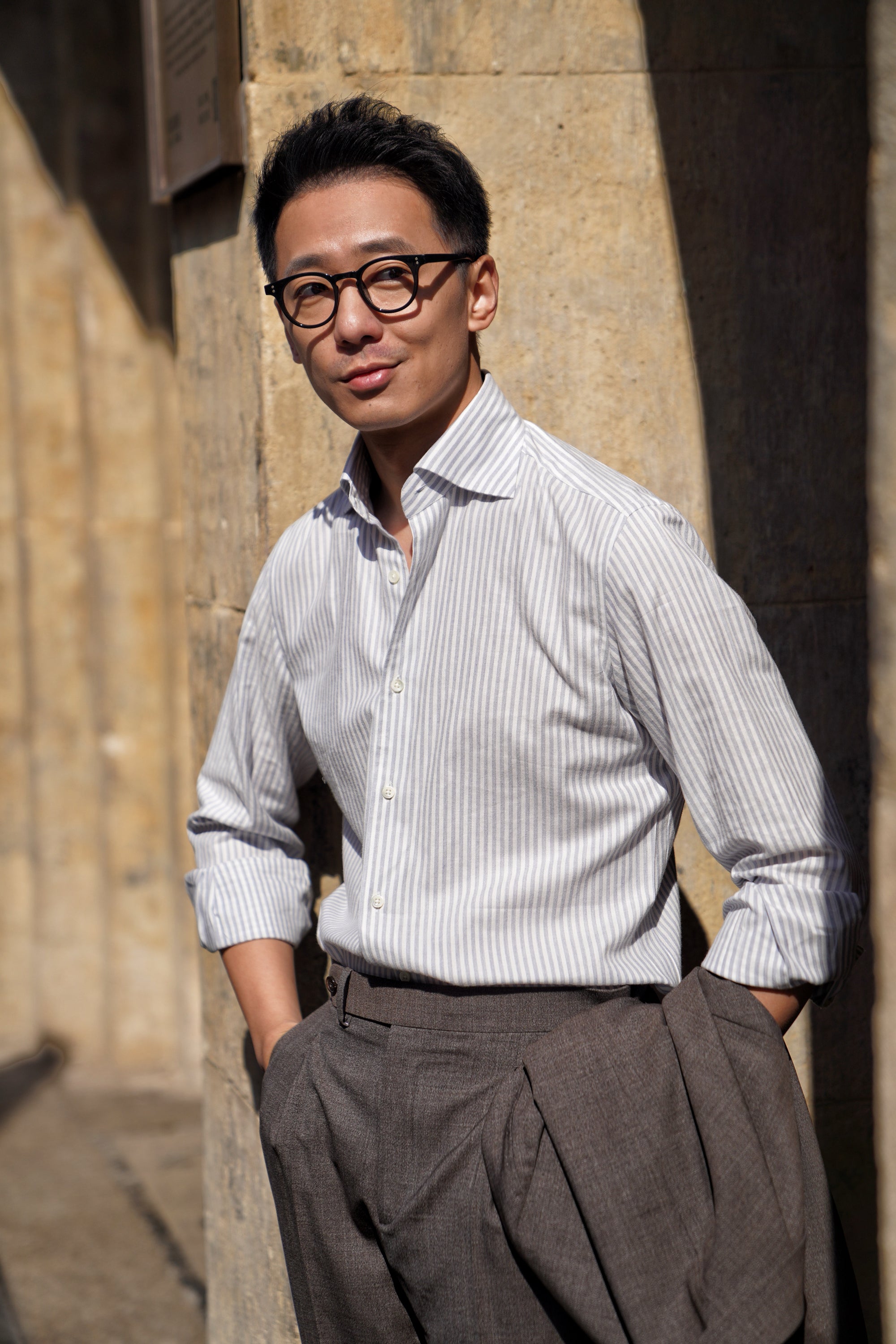 MTO Cotton Lyocell Blending Stripe Shirt
