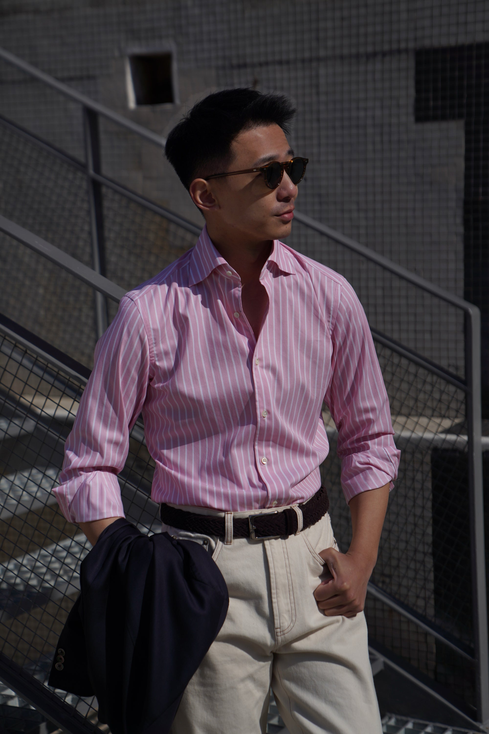 MTO Open Weave Cotton Stripe Shirt