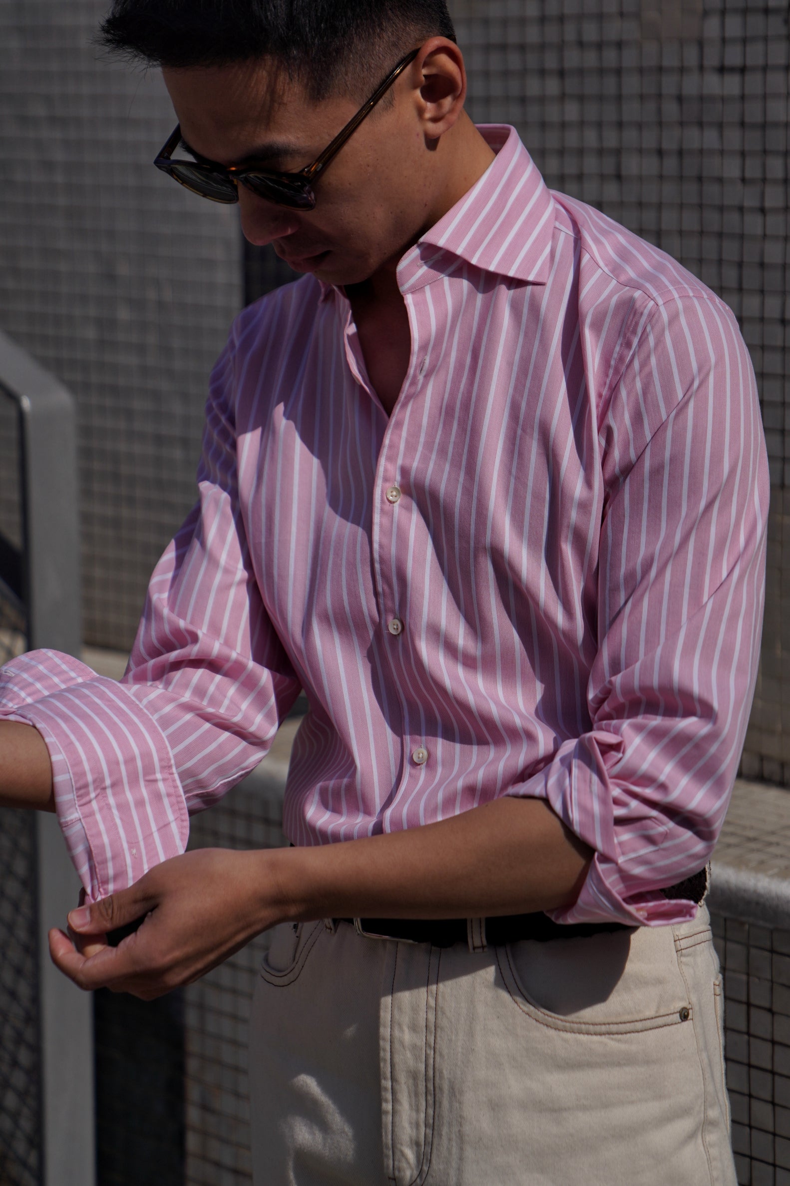MTO Open Weave Cotton Stripe Shirt