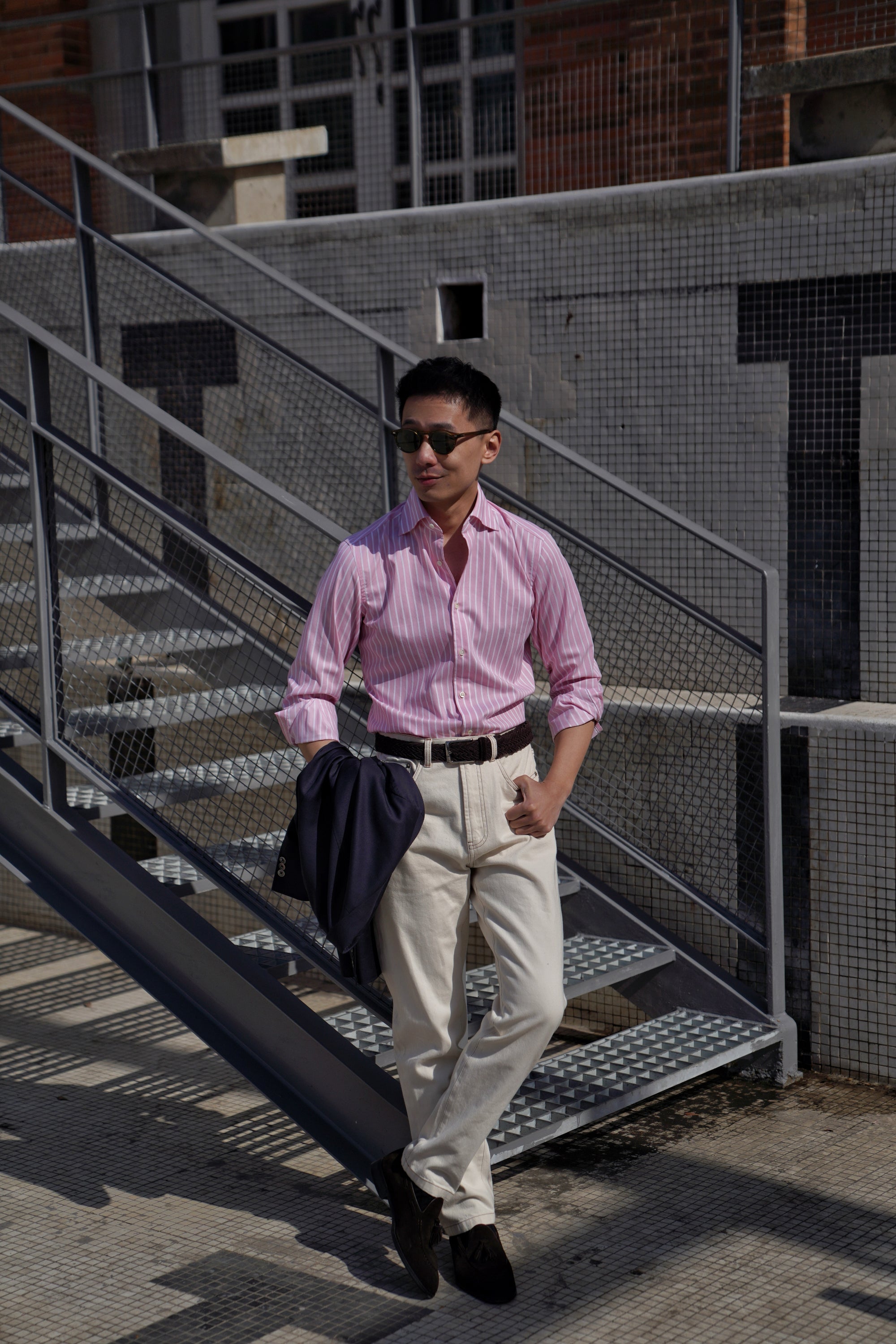 MTO Open Weave Cotton Stripe Shirt