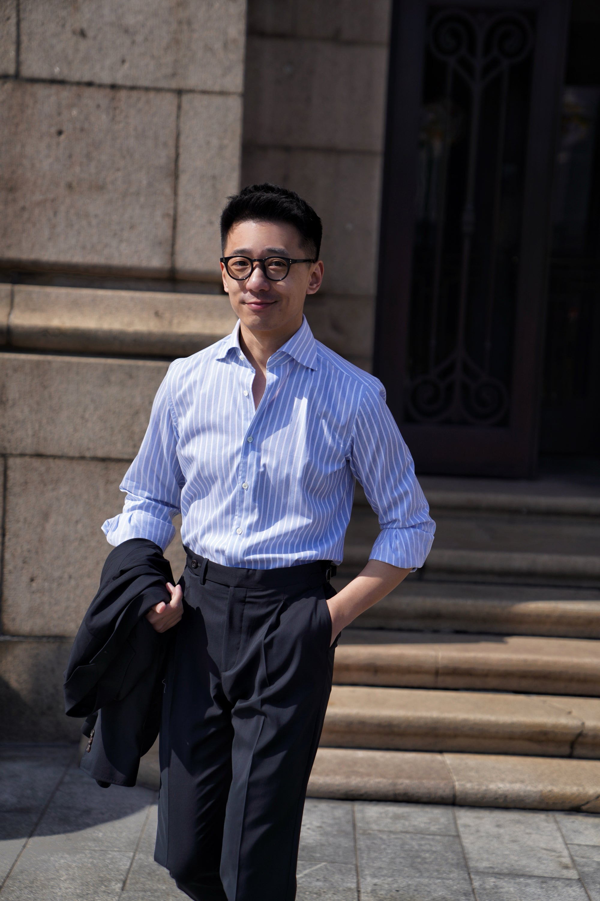 MTO Open Weave Cotton Stripe Shirt