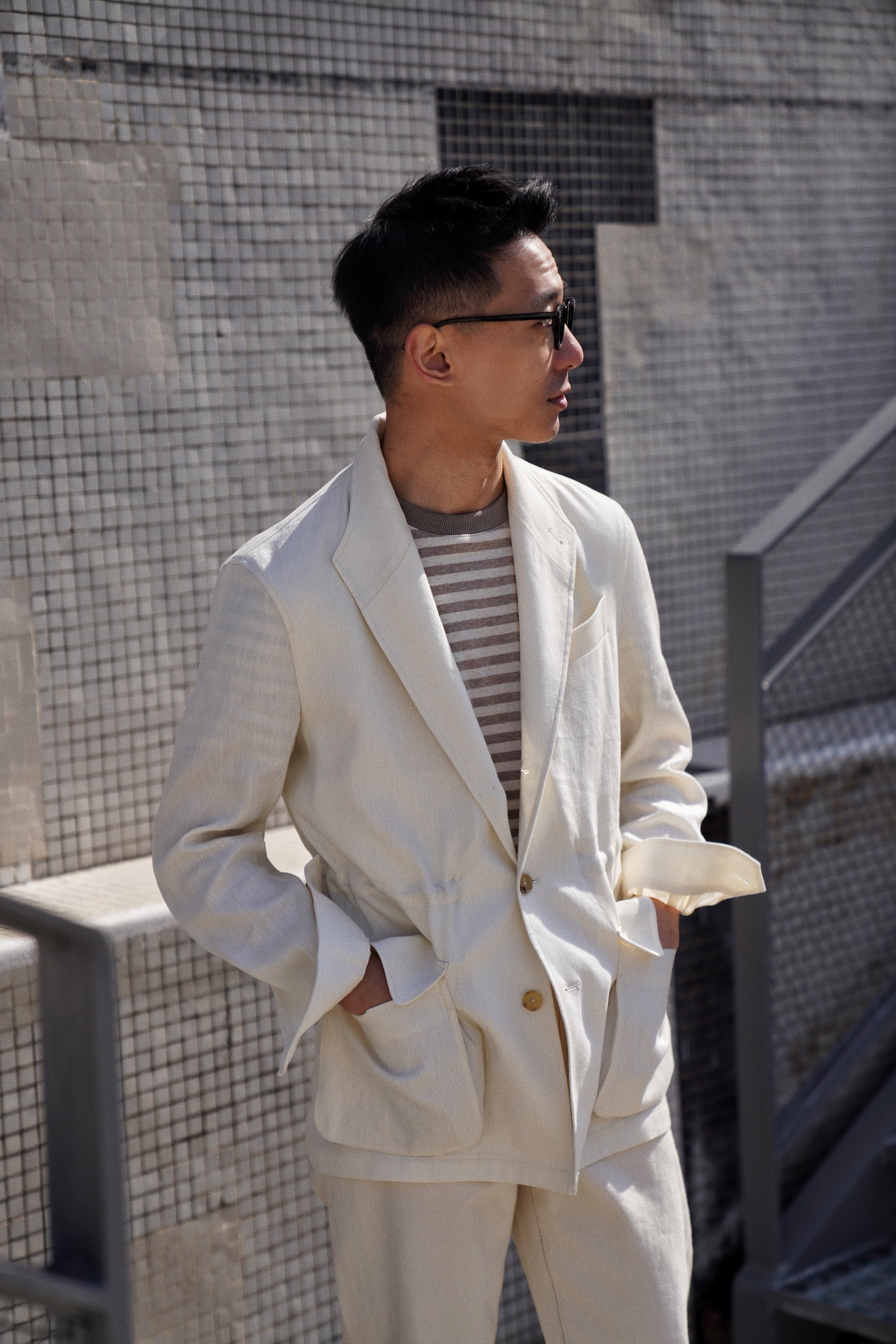 Beige Linen Wool Teba Jacket