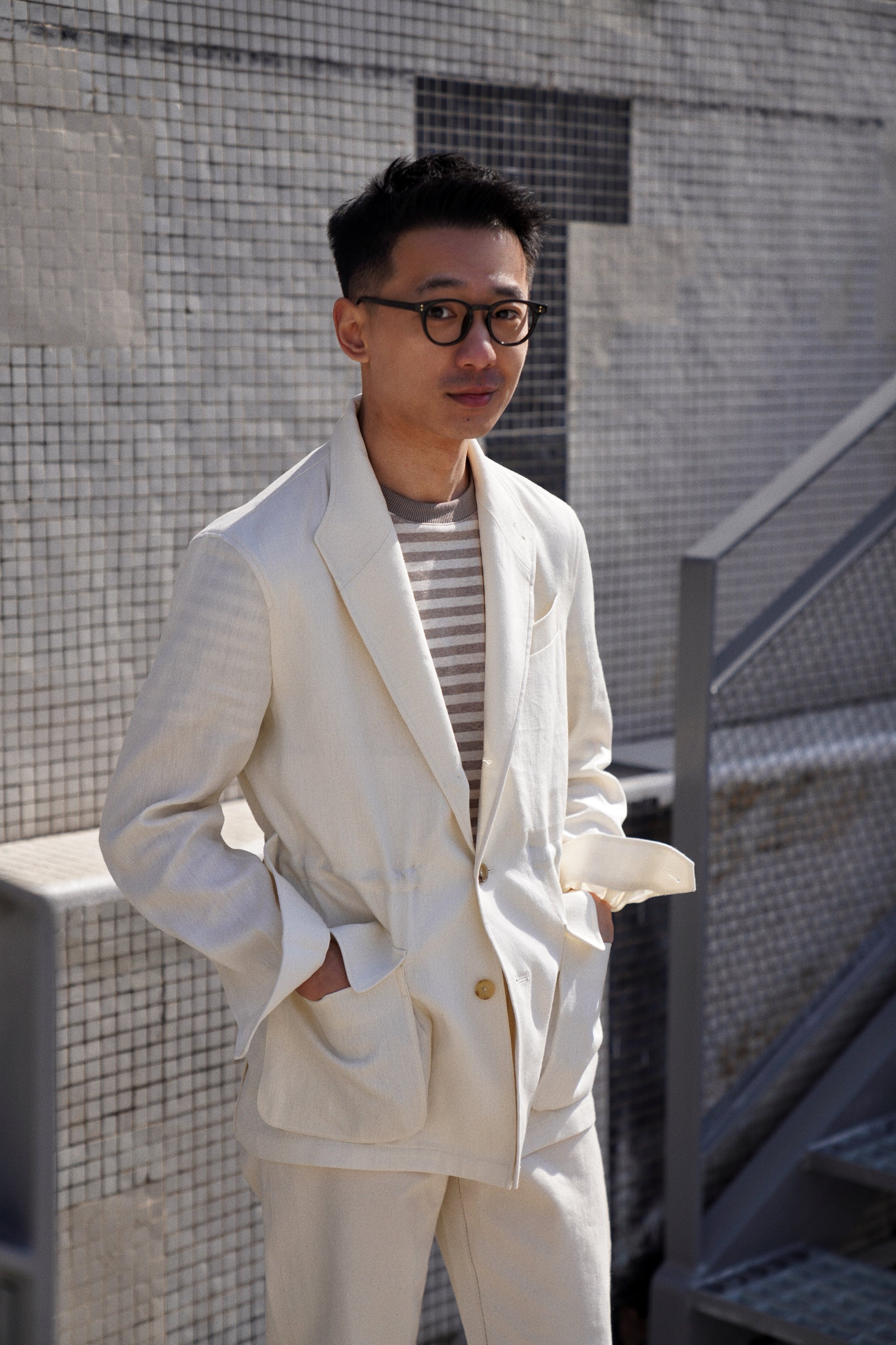 Beige Linen Wool Teba Jacket