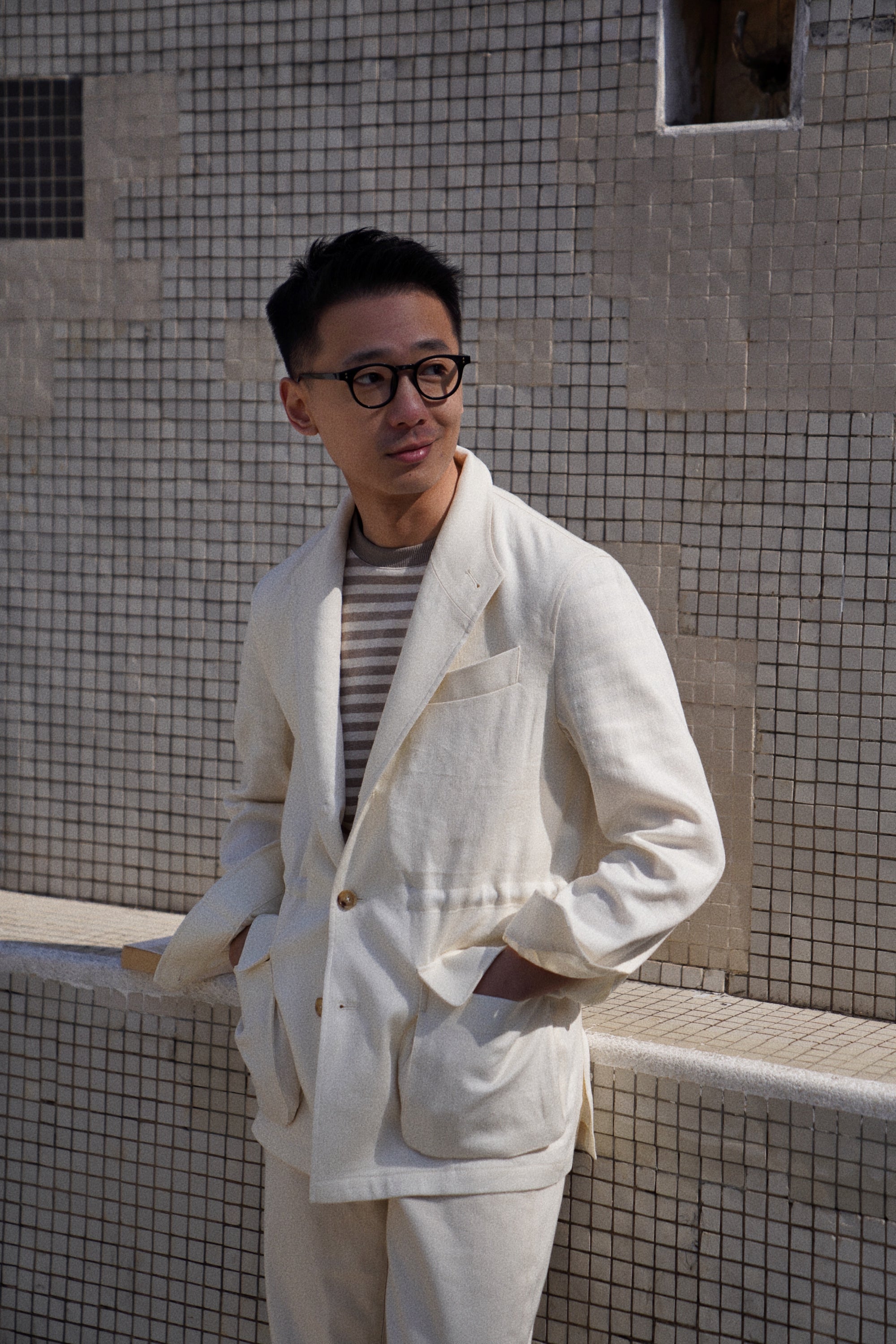 Beige Linen Wool Teba Jacket