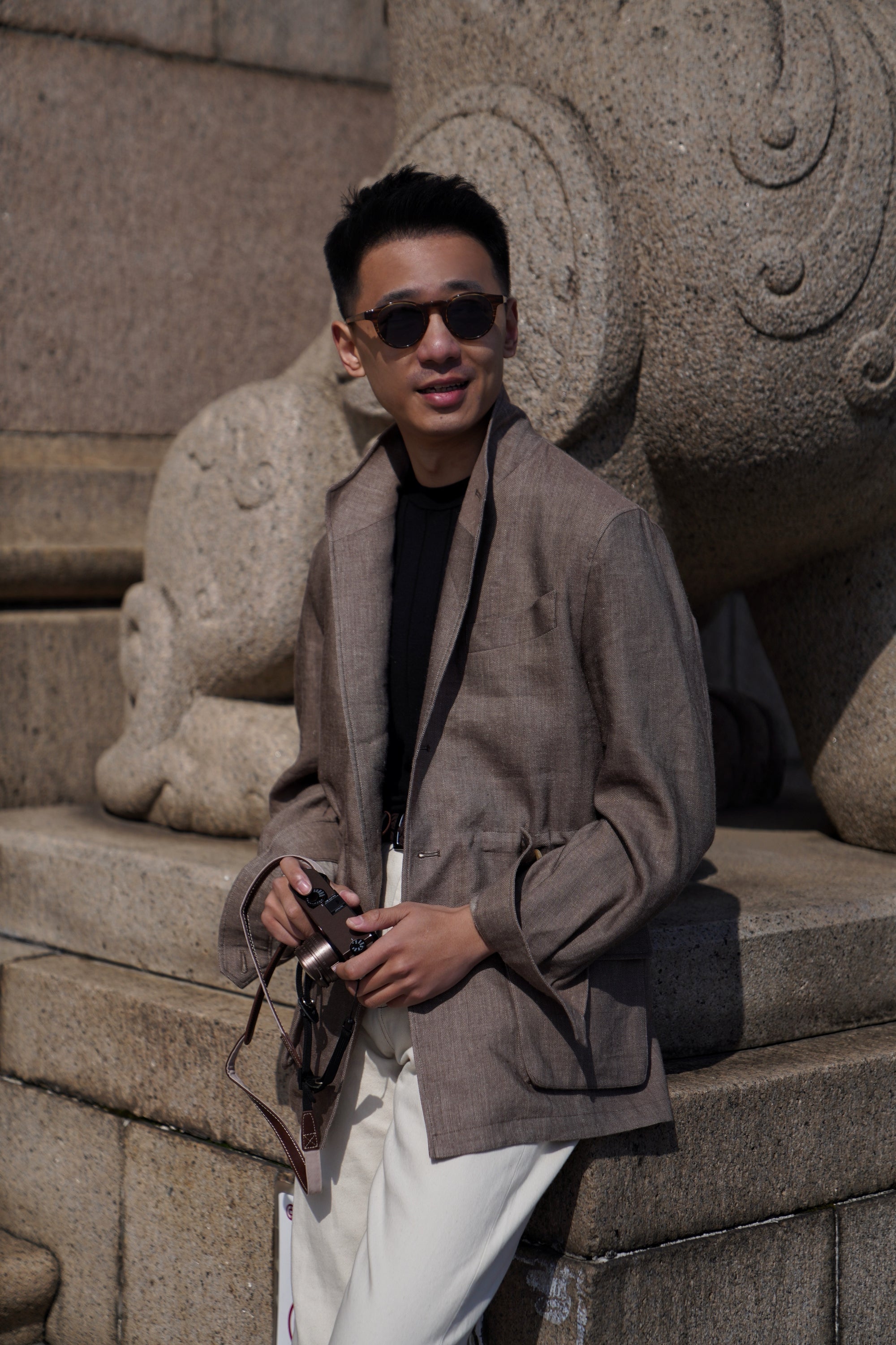 Brown Linen Wool Teba Jacket