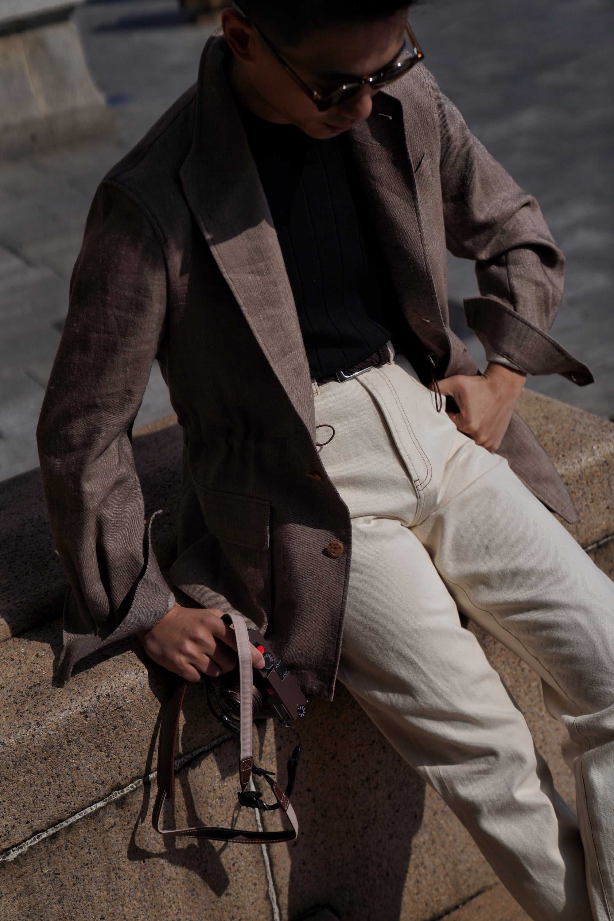 Brown Linen Wool Teba Jacket