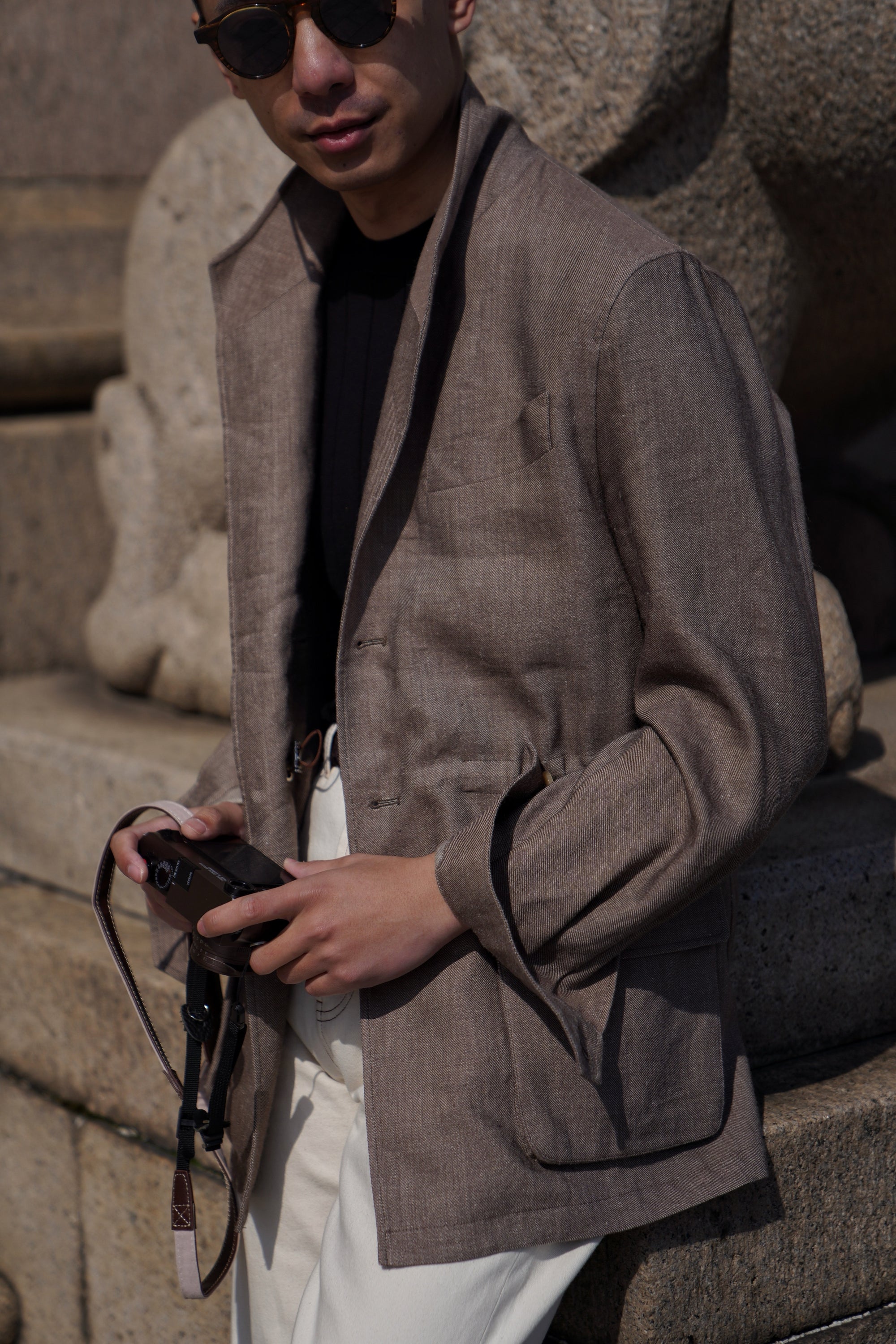Brown Linen Wool Teba Jacket