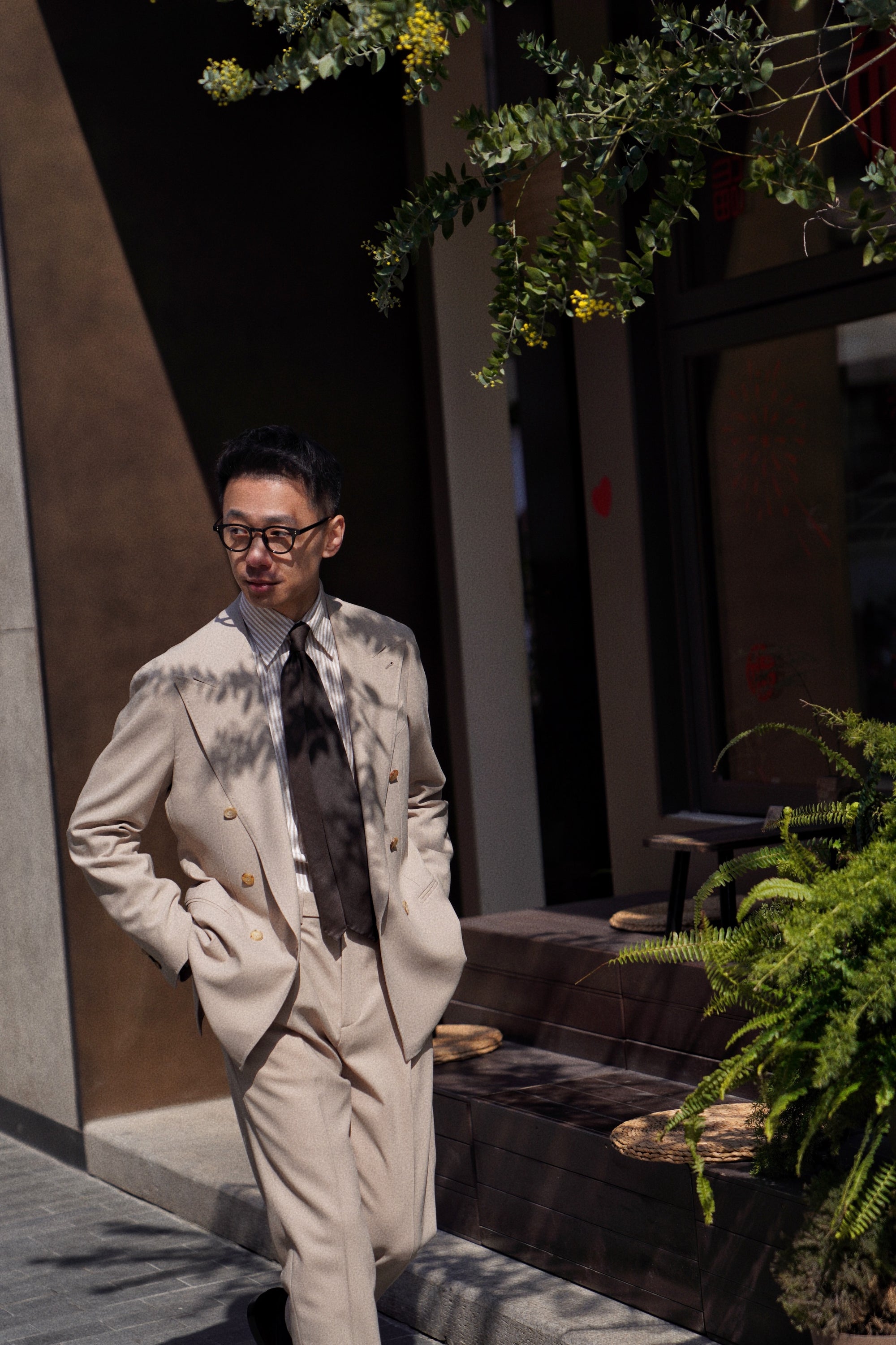 Khaki Hightwist Wool Suit #333