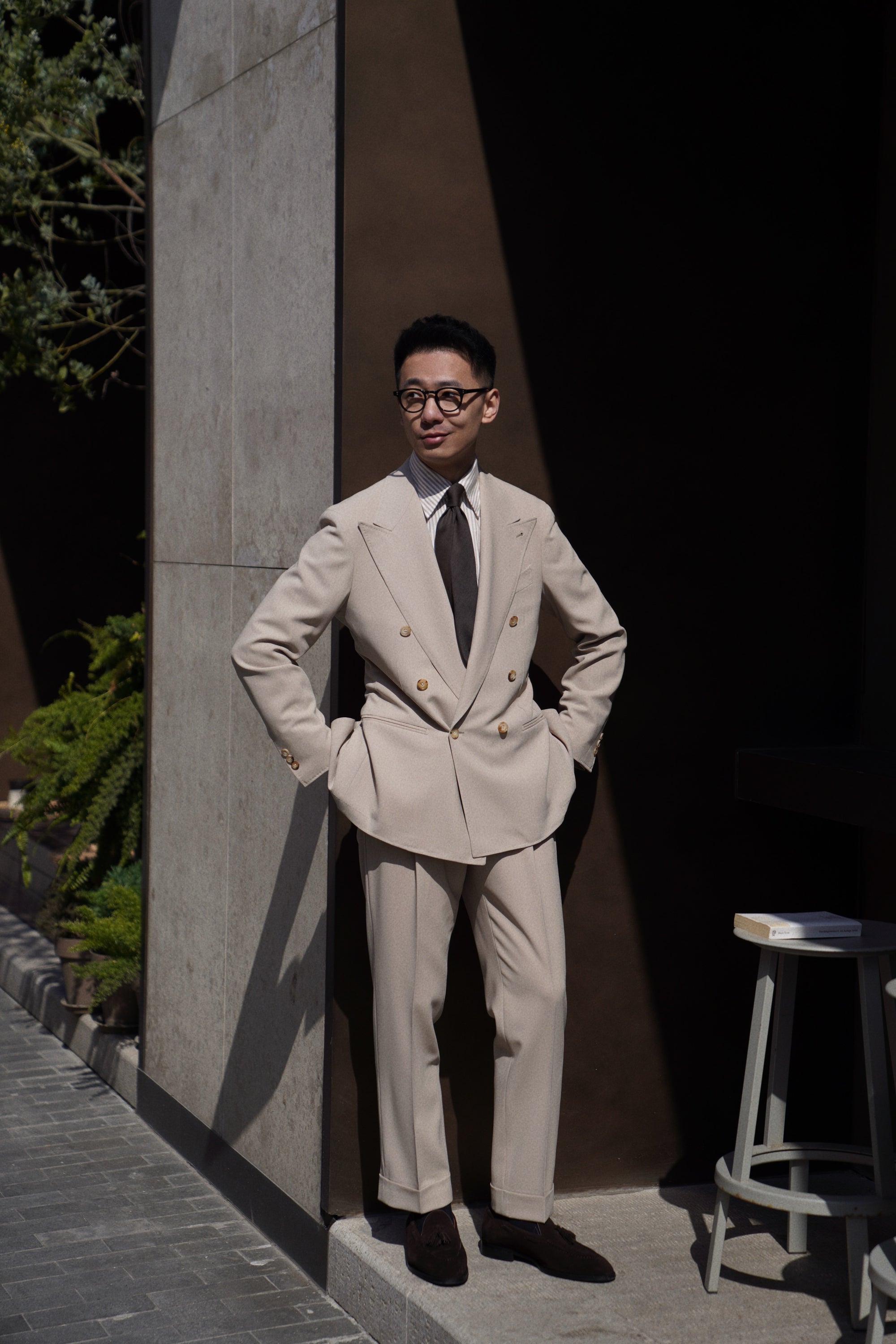 Khaki Hightwist Wool Suit #333