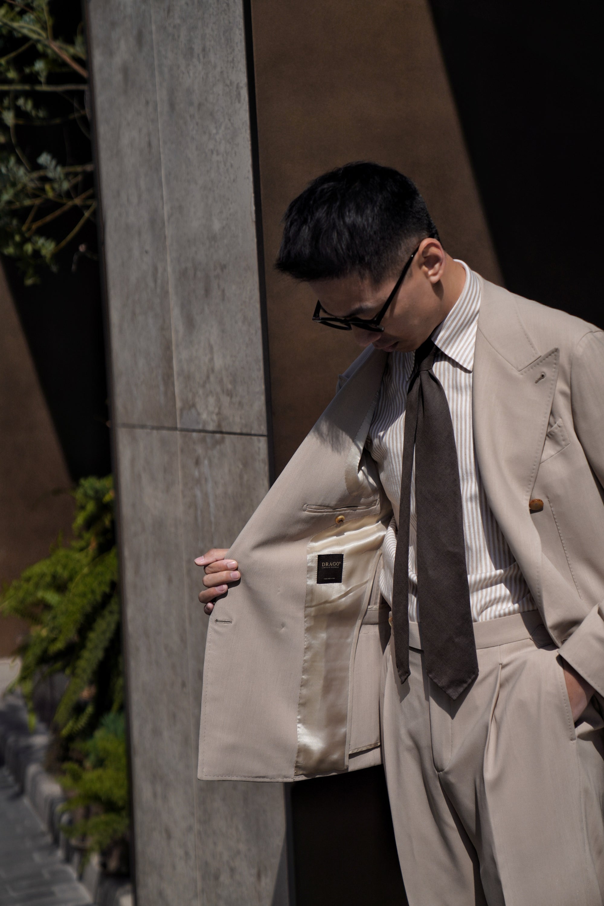 Khaki Hightwist Wool Suit #333