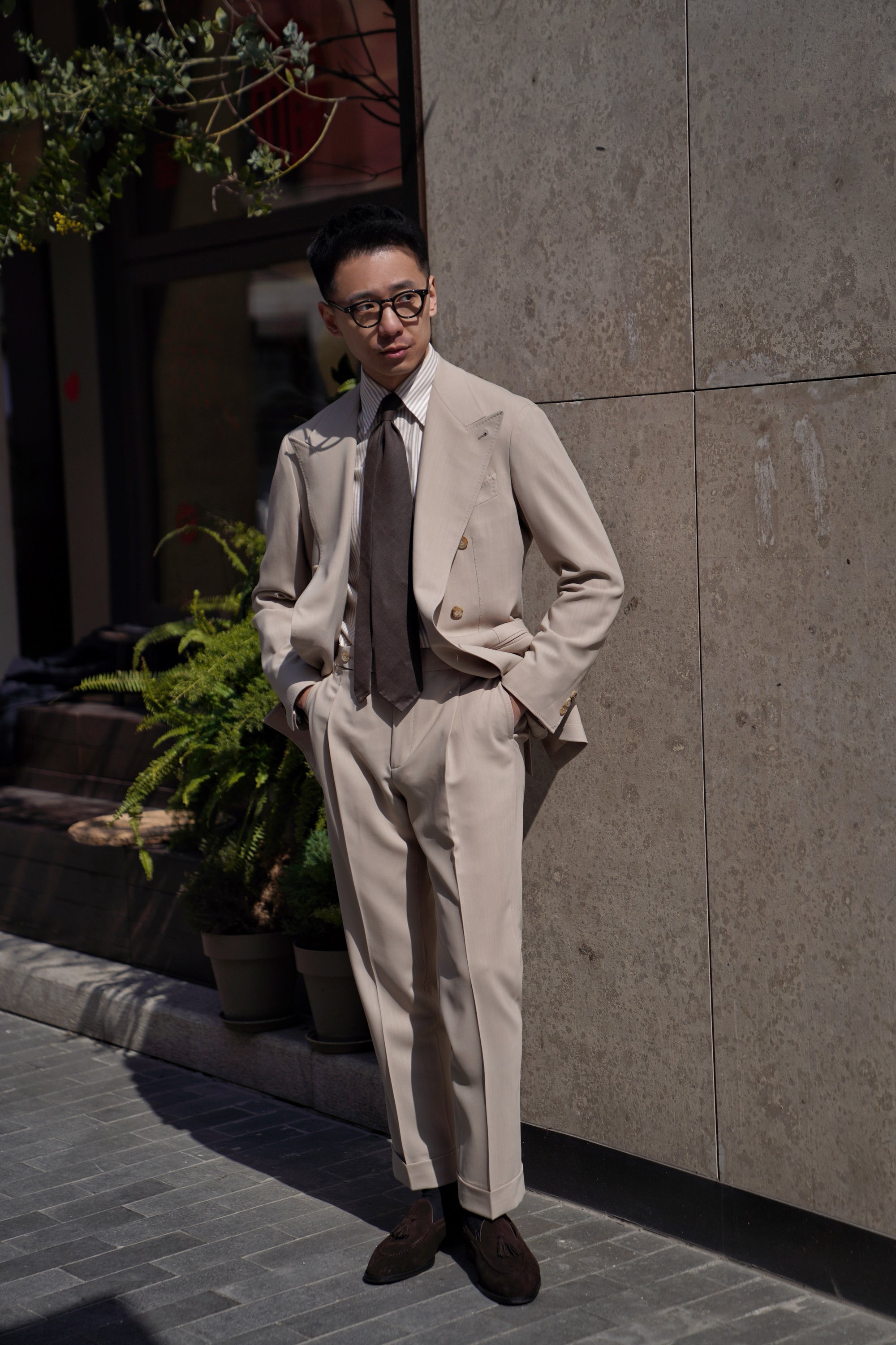 Khaki Hightwist Wool Suit #333