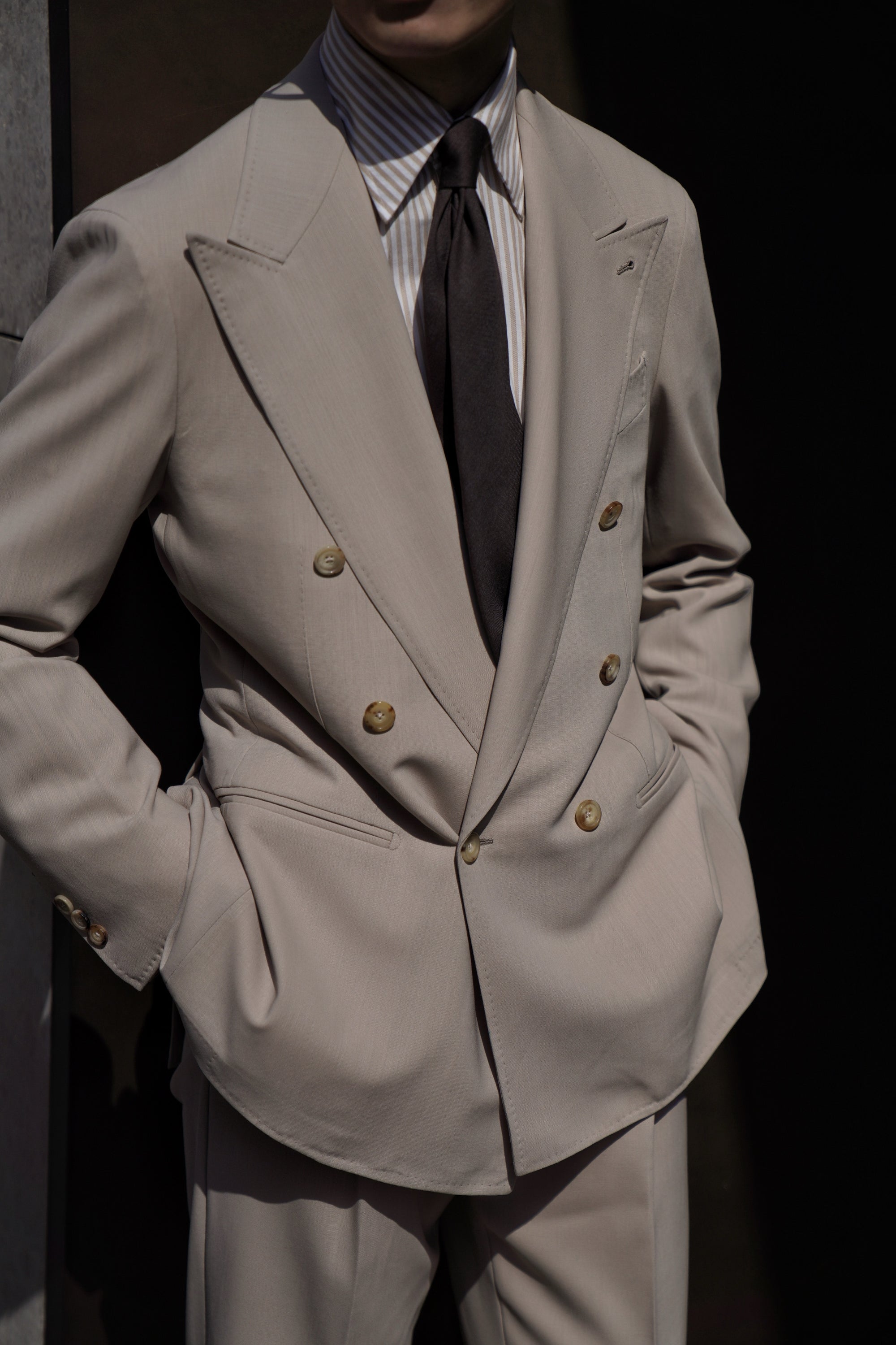 Khaki Hightwist Wool Suit #333