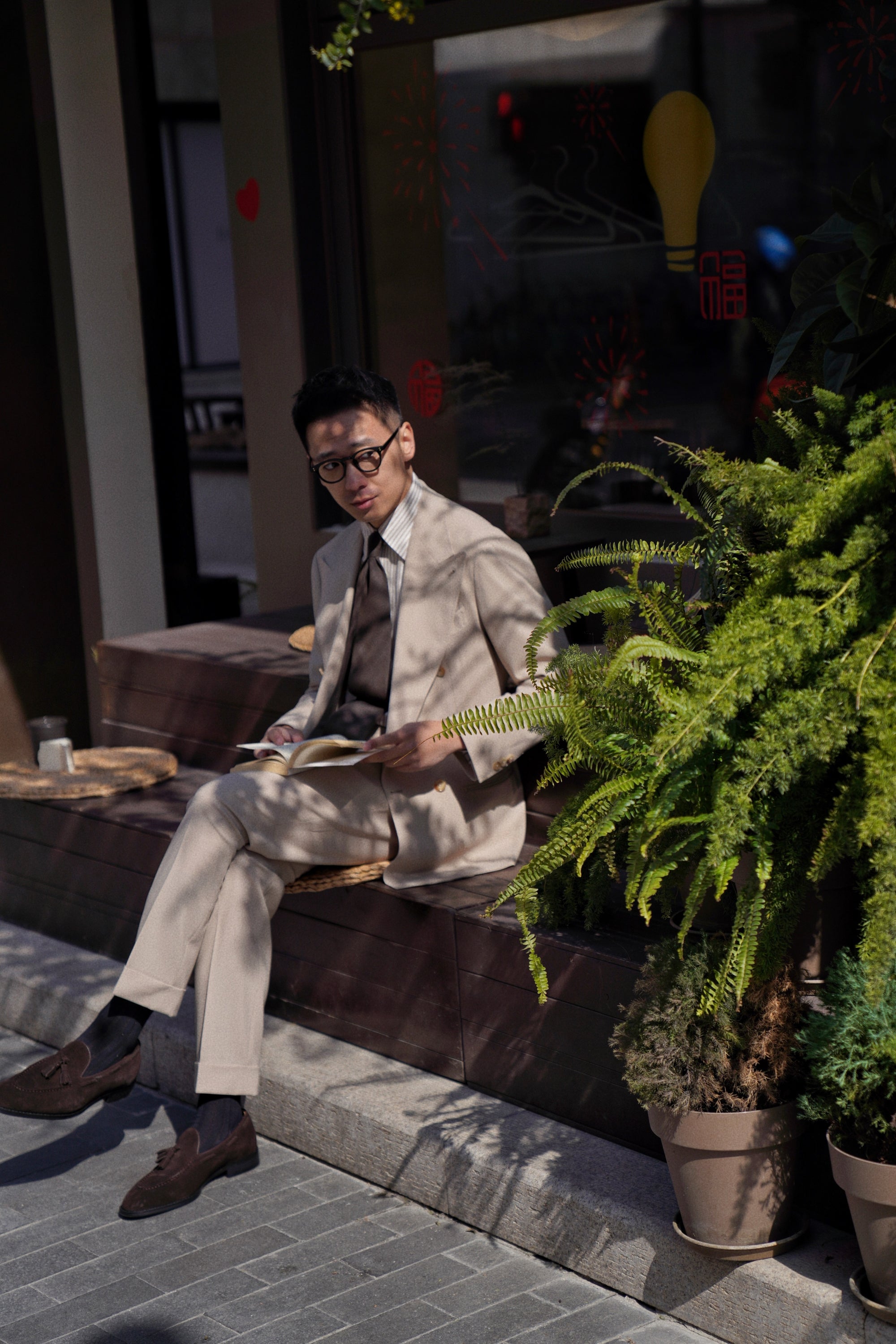 Khaki Hightwist Wool Suit #333