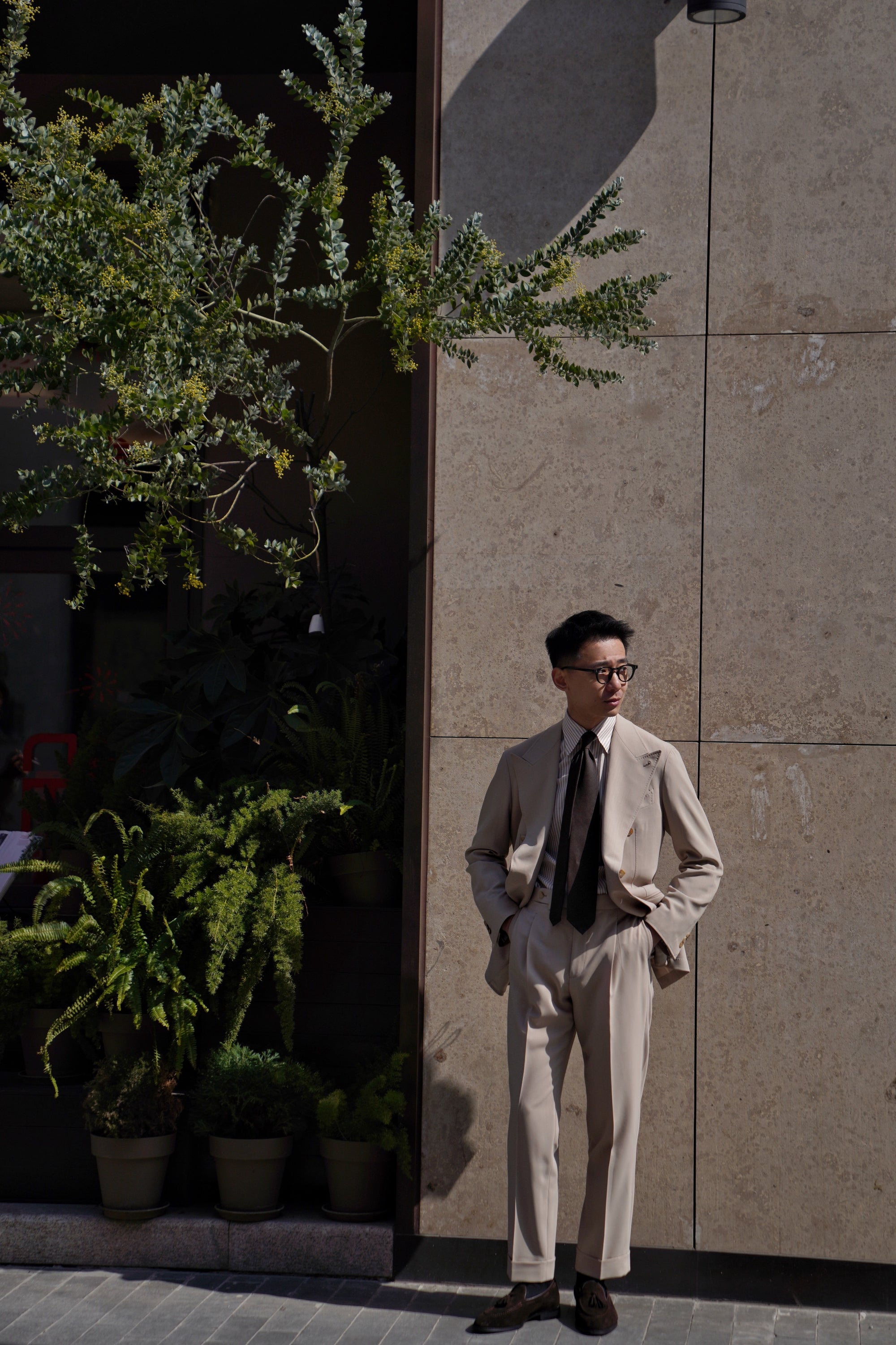Khaki Hightwist Wool Suit #333