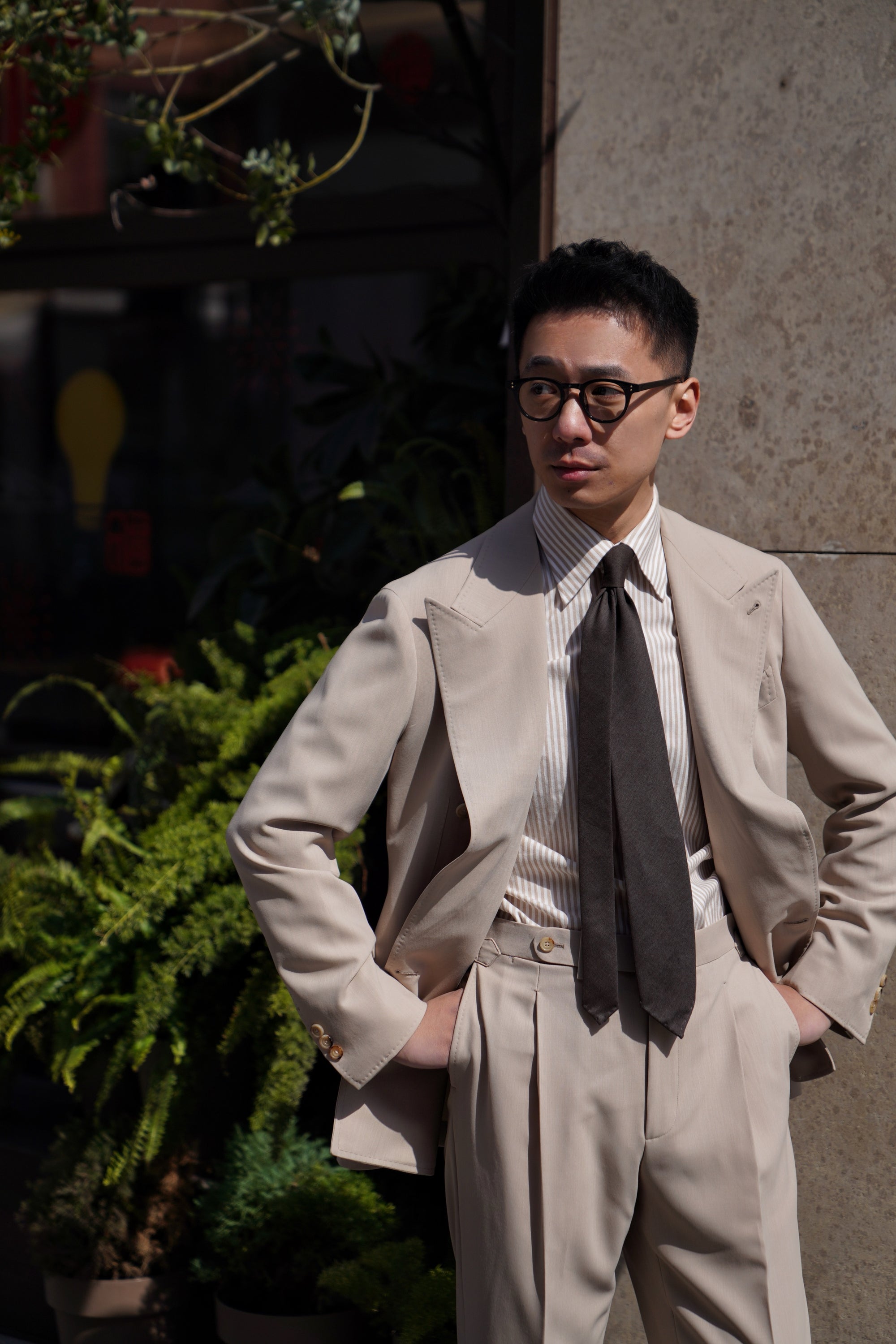 Khaki Hightwist Wool Suit #333