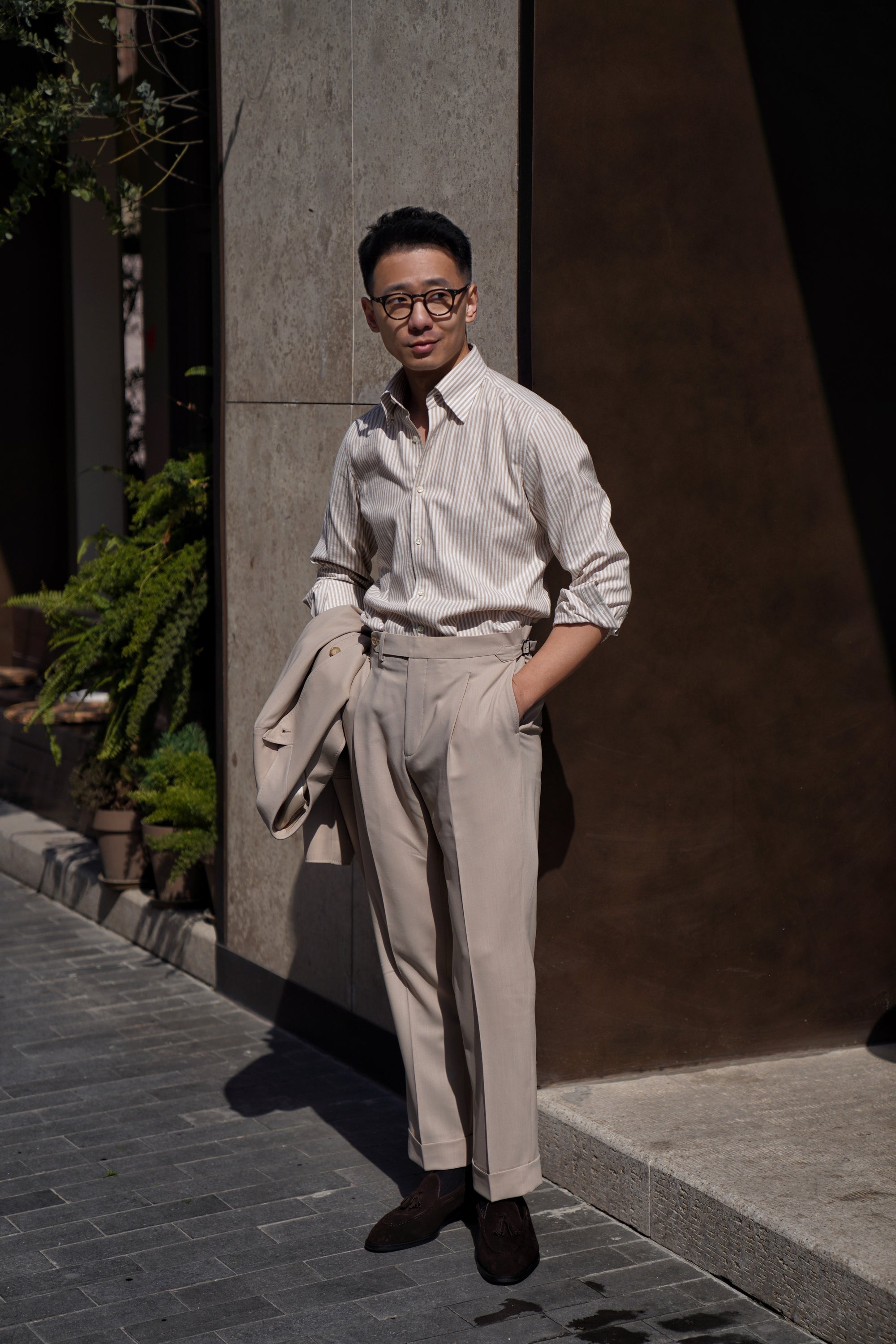 Khaki Hightwist Wool Suit #333