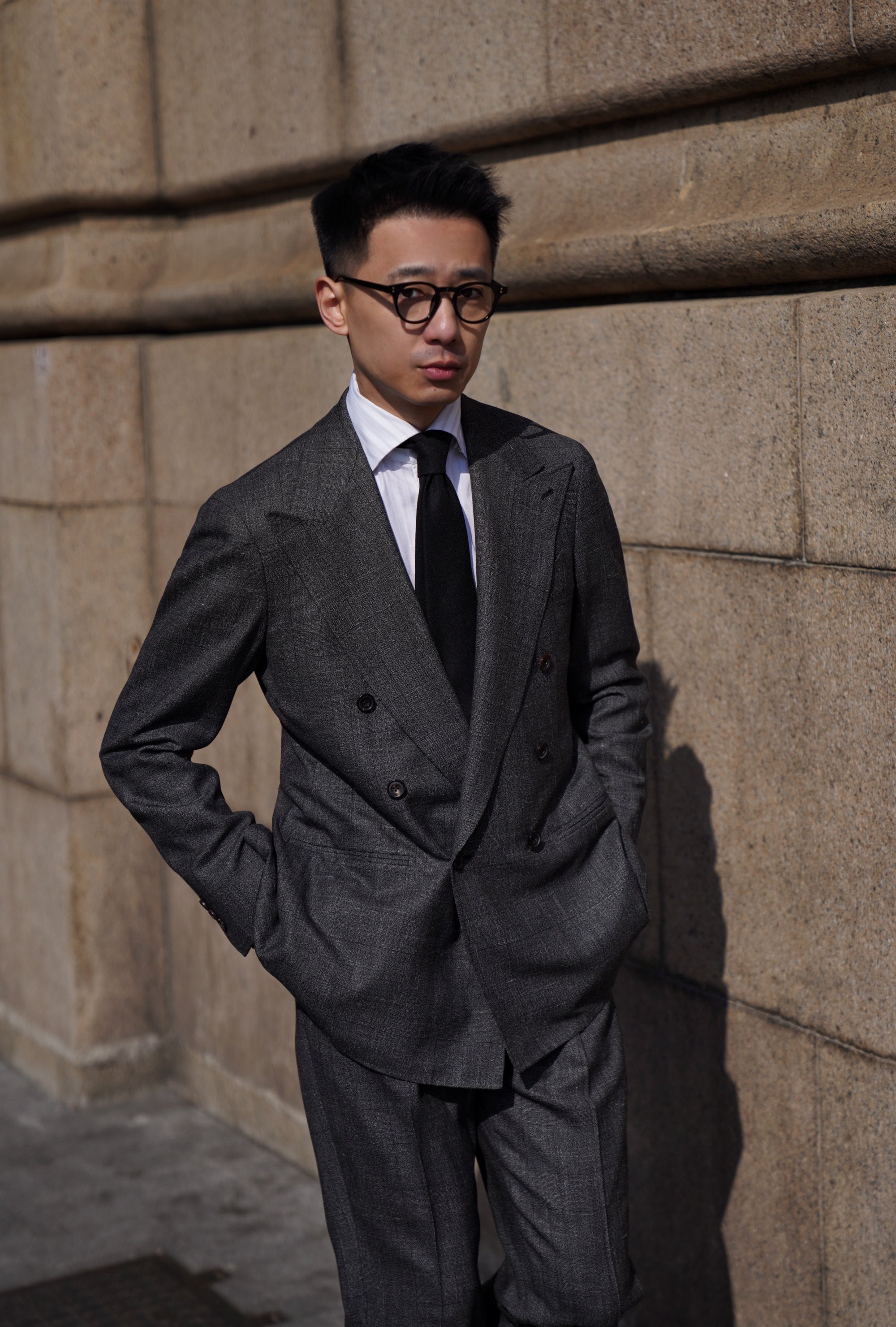 MTO Grey Melange Glen Check Suit #328