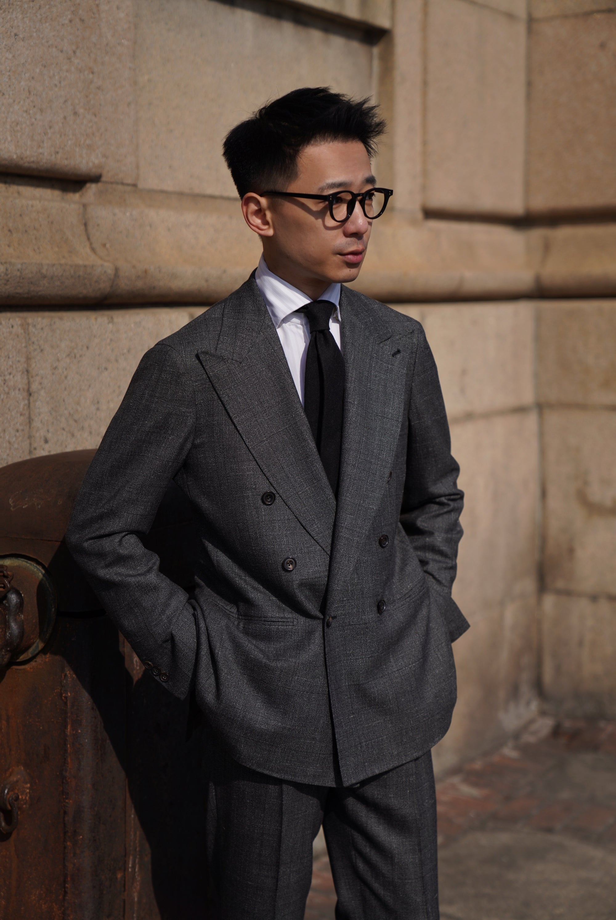 MTO Grey Melange Glen Check Suit #328