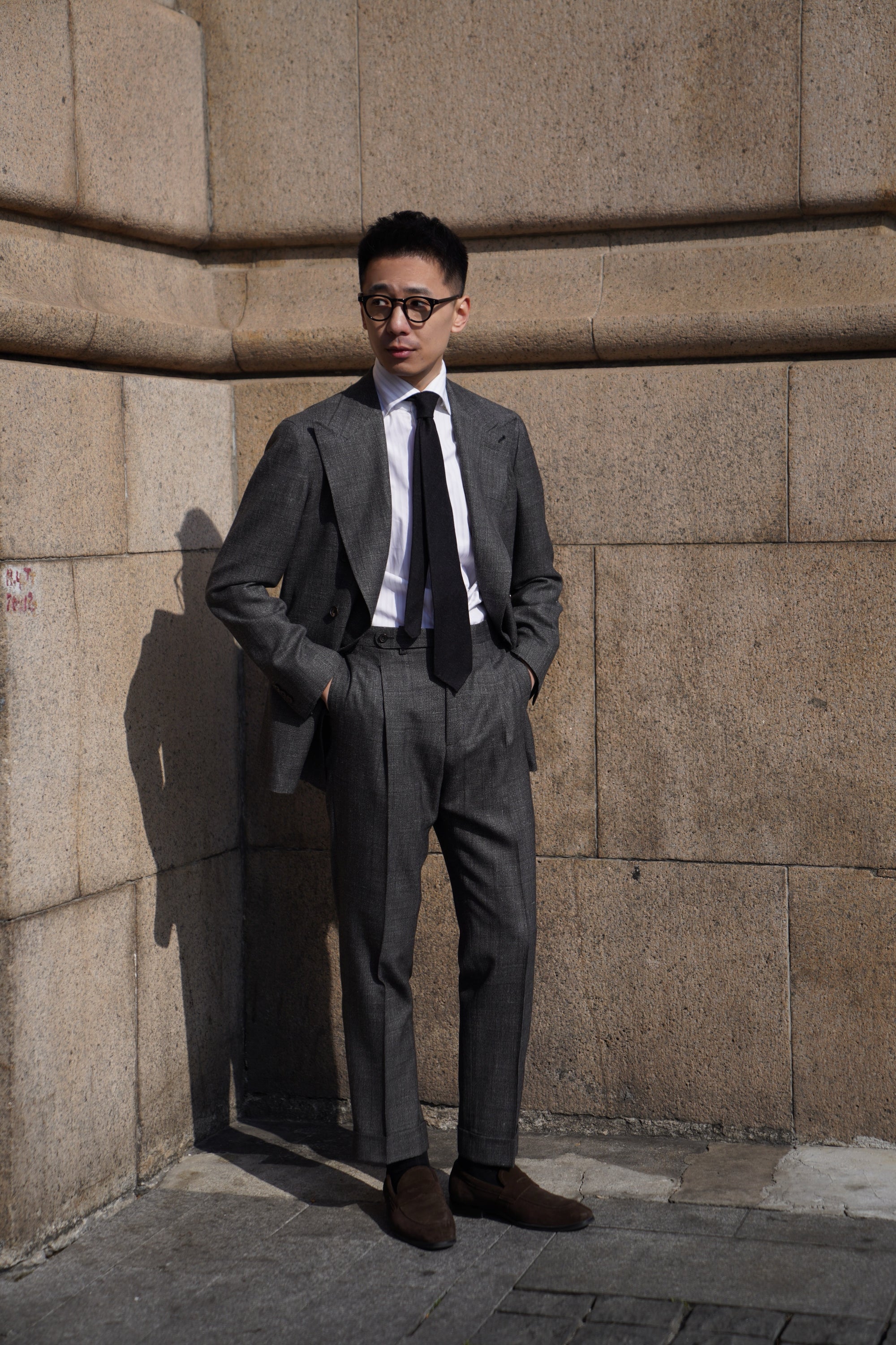 MTO Grey Melange Glen Check Suit #328
