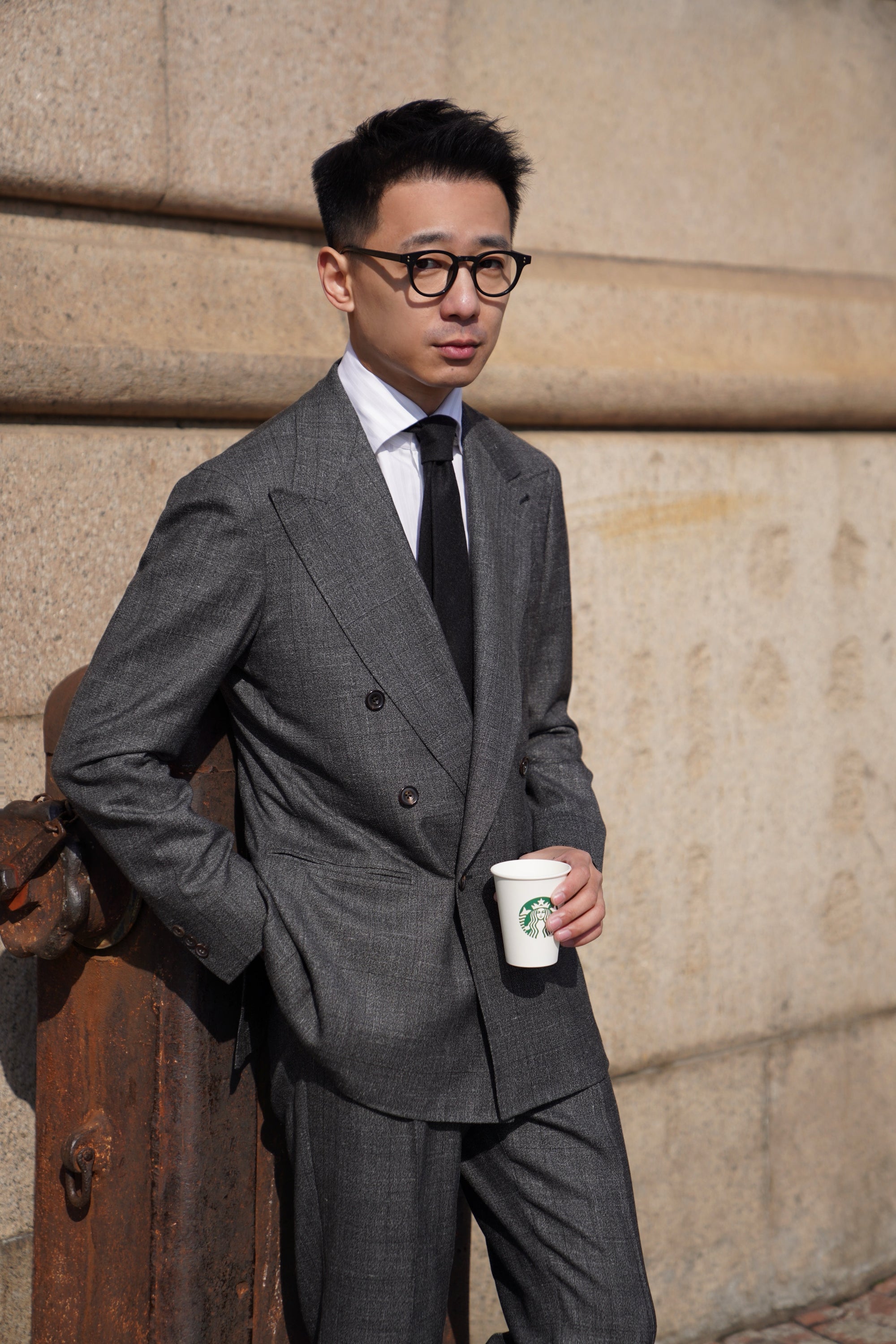 MTO Grey Melange Glen Check Suit #328