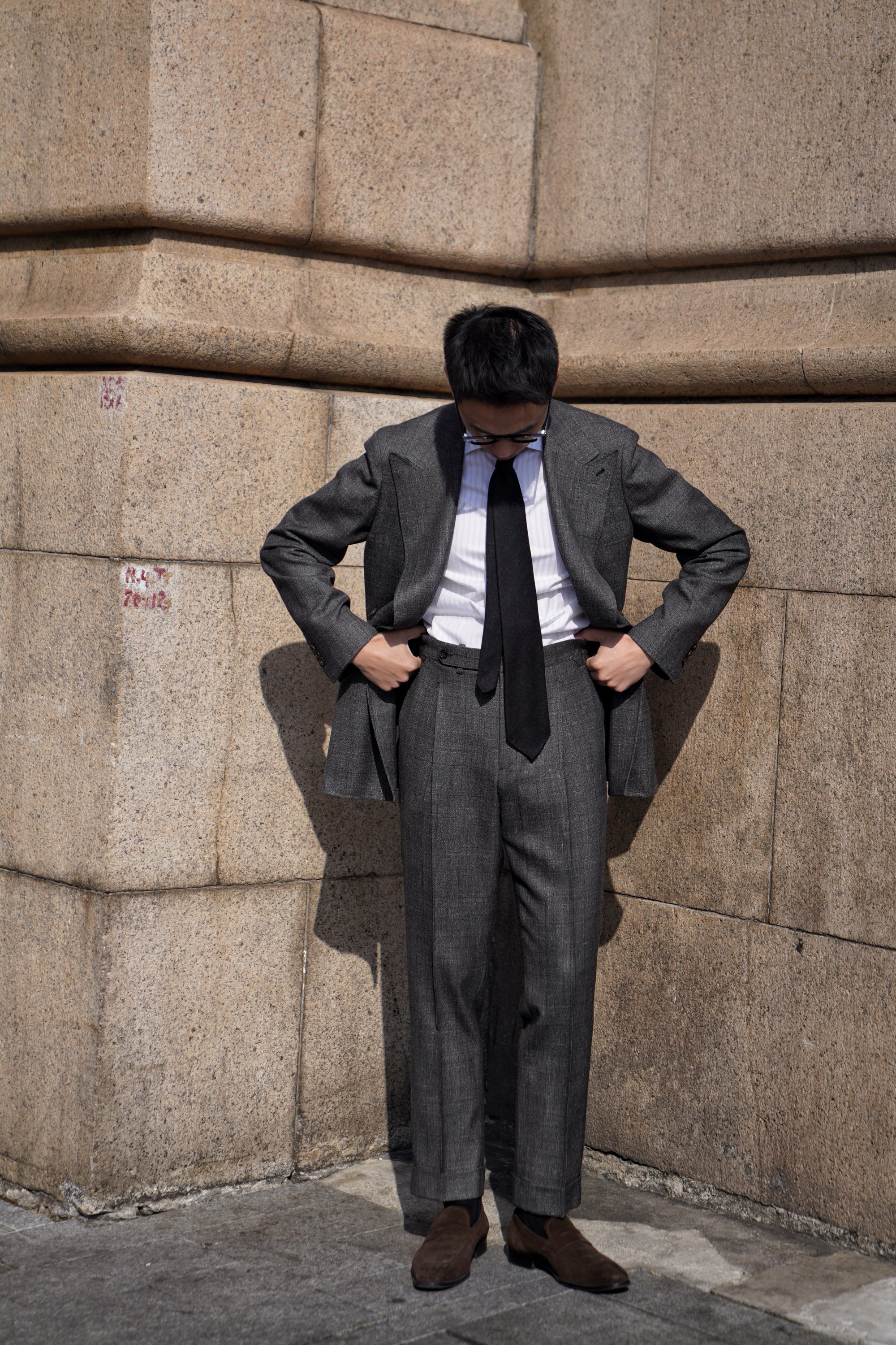MTO Grey Melange Glen Check Suit #328