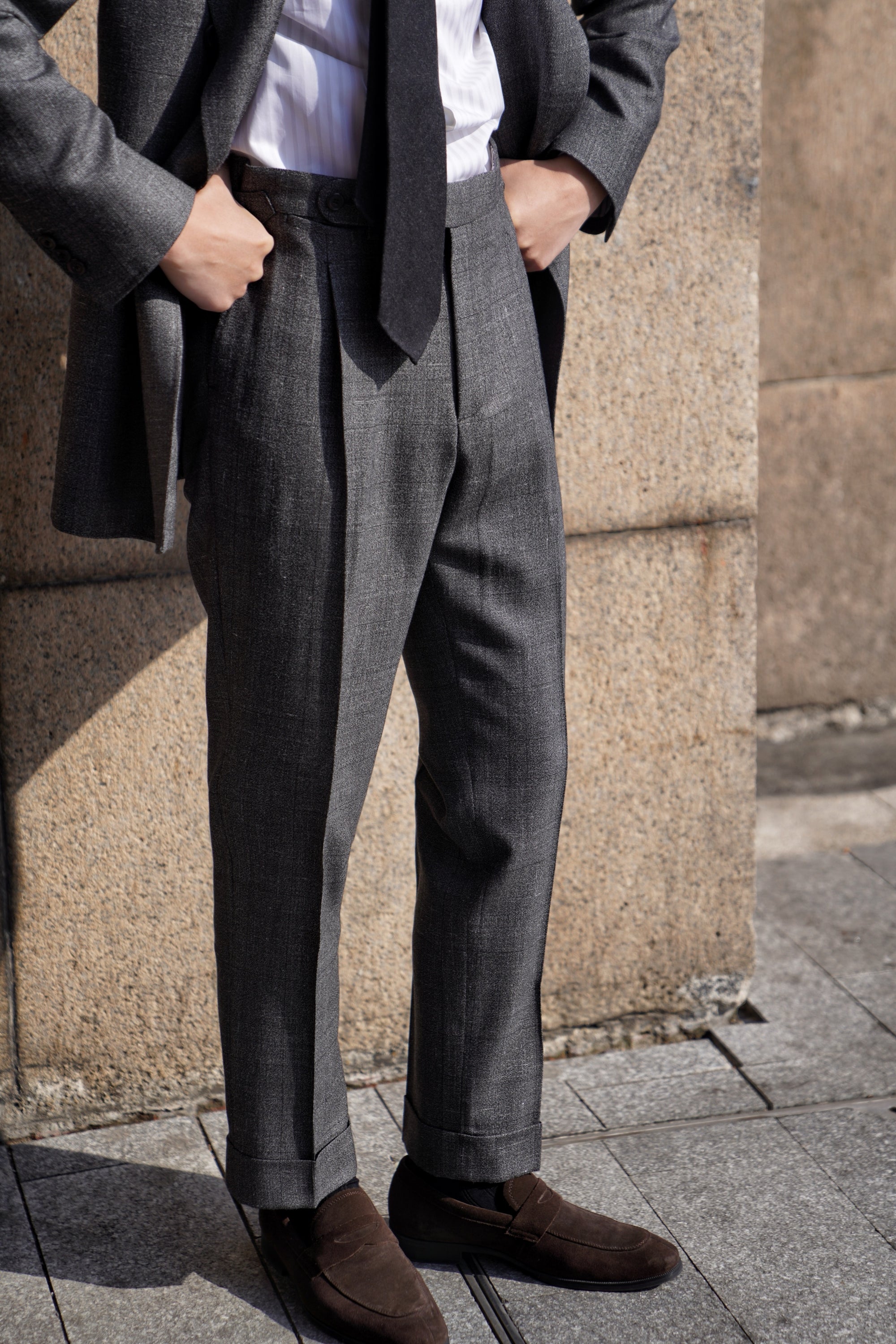 MTO Grey Melange Glen Check Suit #328
