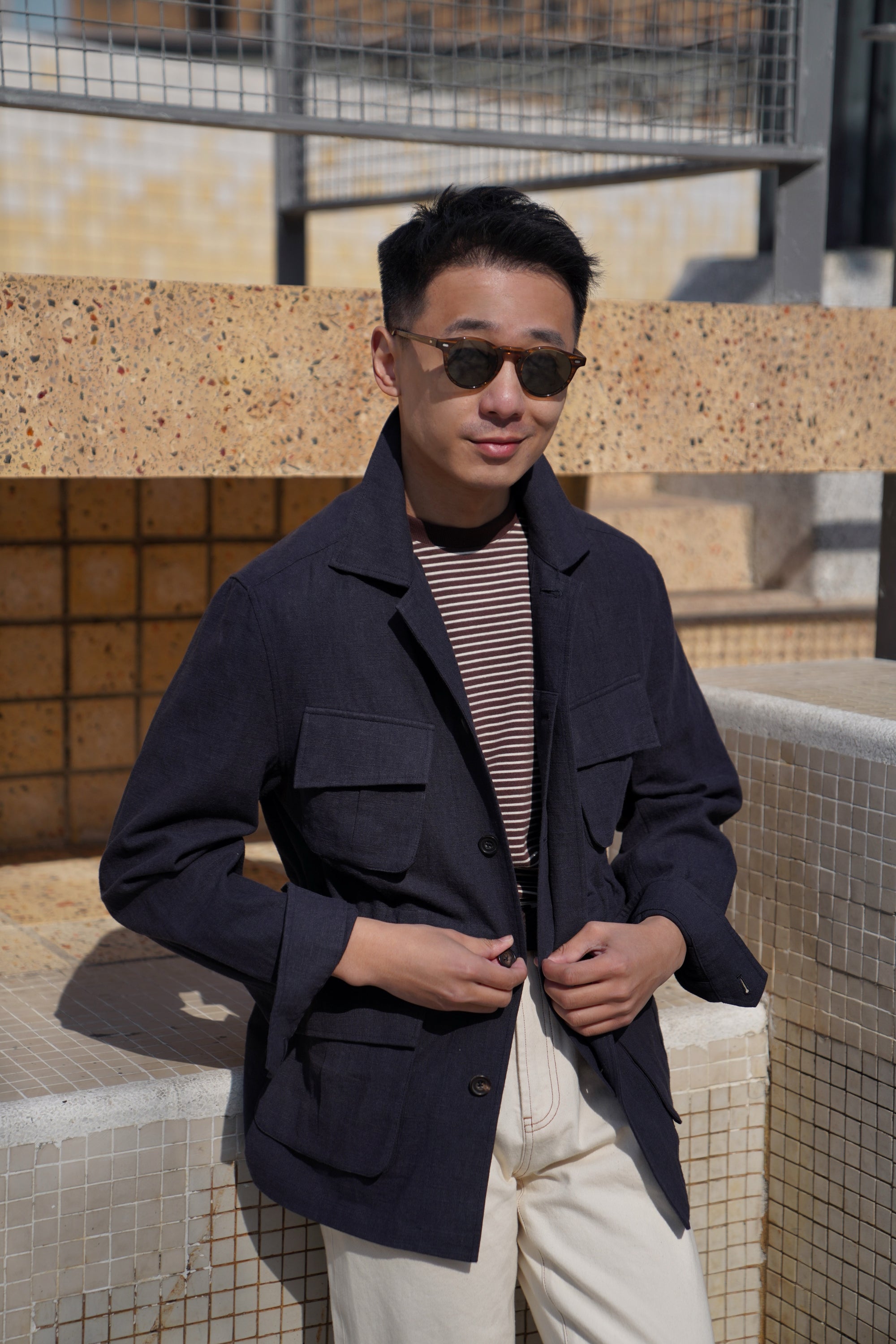 Ink Blue Linen Cotton M42 Jacket