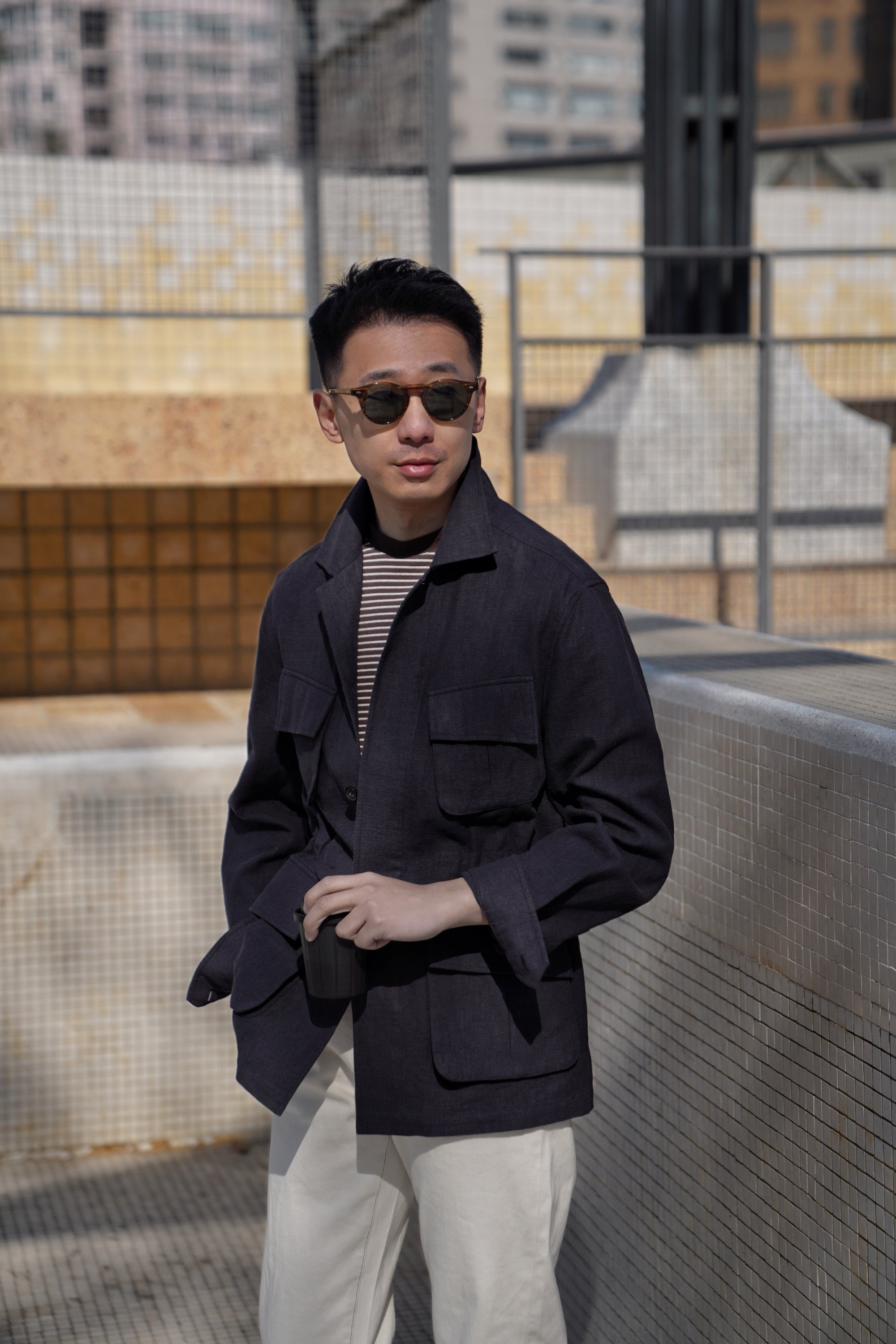 Ink Blue Linen Cotton M42 Jacket