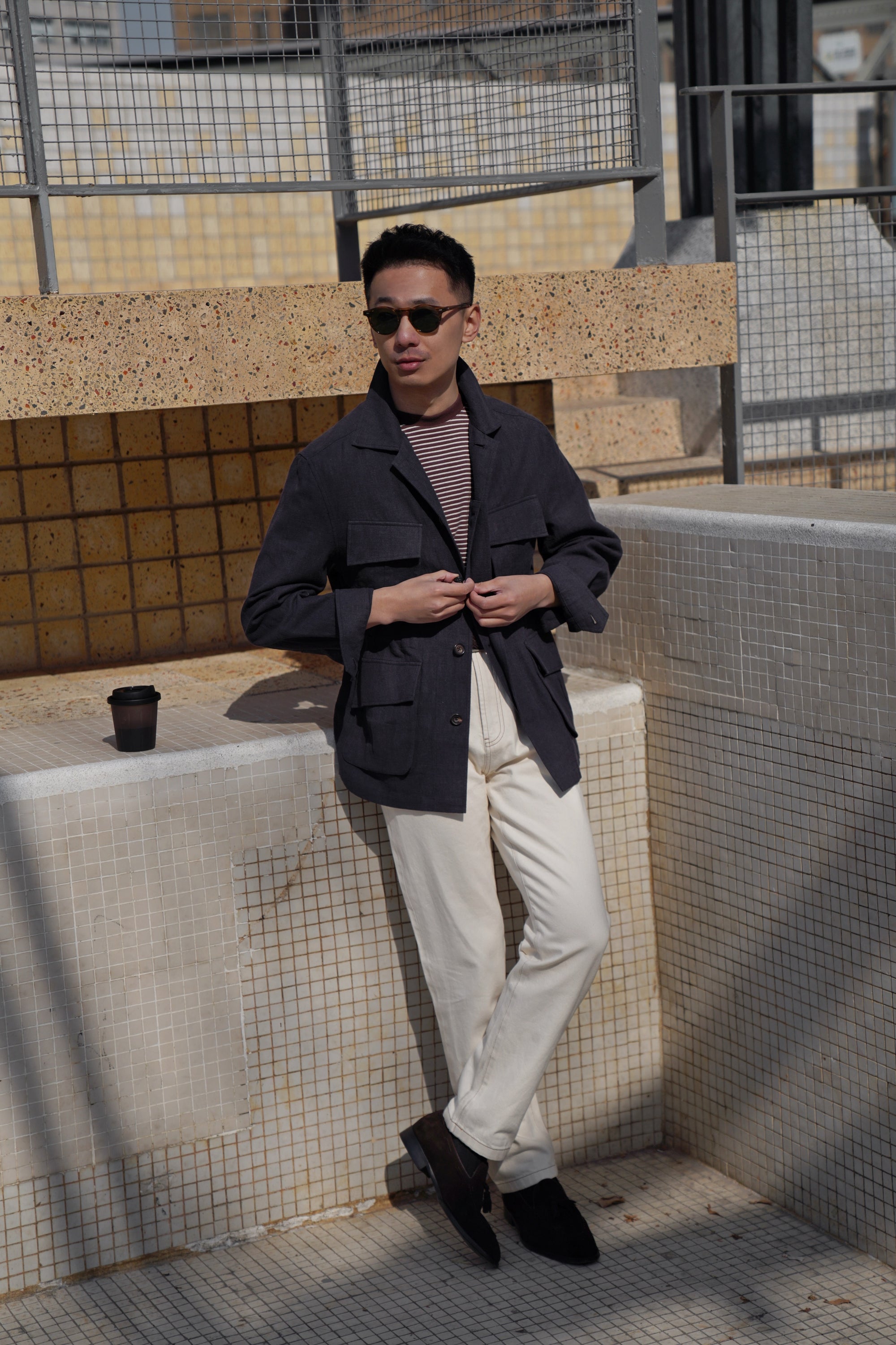 Ink Blue Linen Cotton M42 Jacket