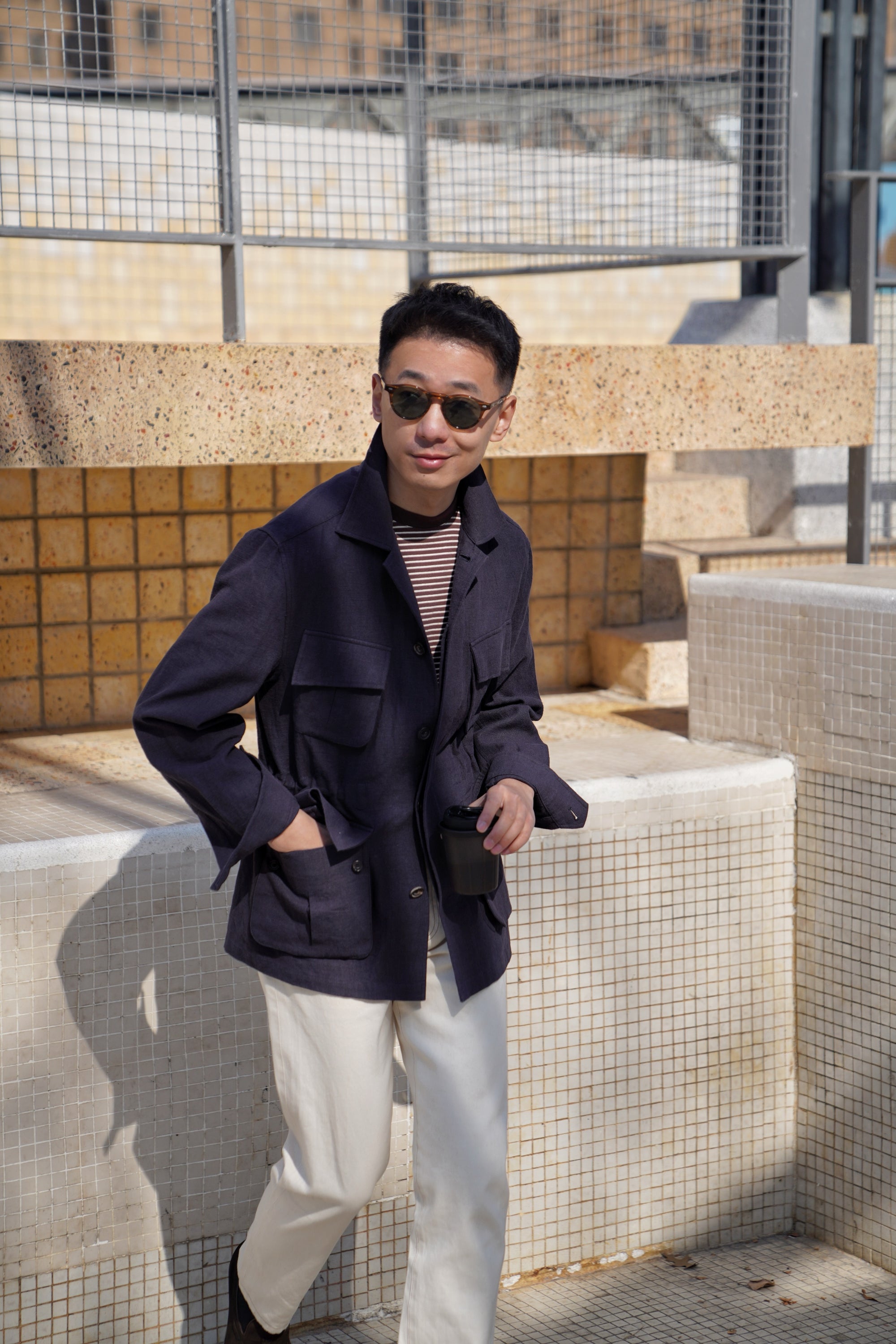 Ink Blue Linen Cotton M42 Jacket