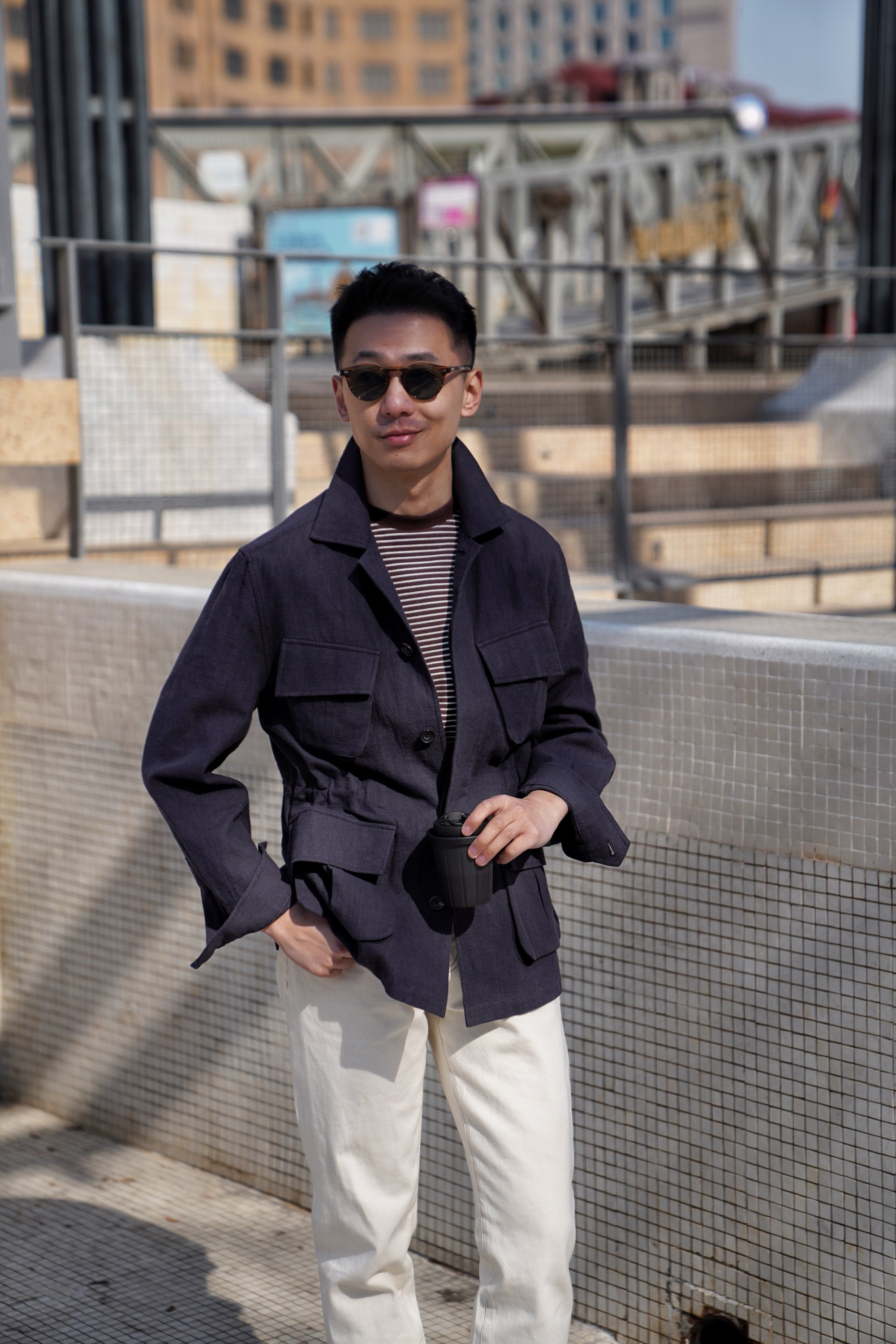 Ink Blue Linen Cotton M42 Jacket