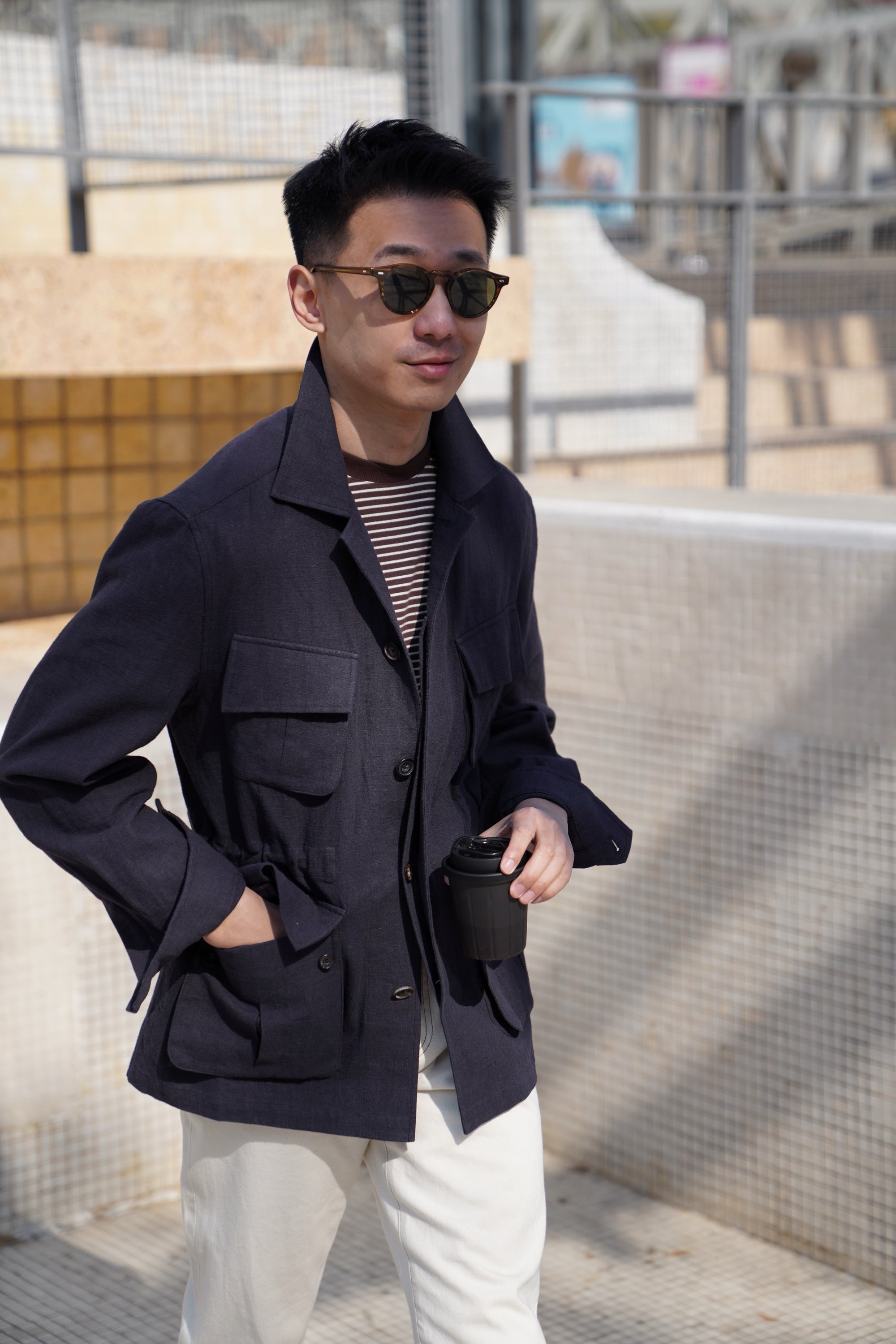 Ink Blue Linen Cotton M42 Jacket