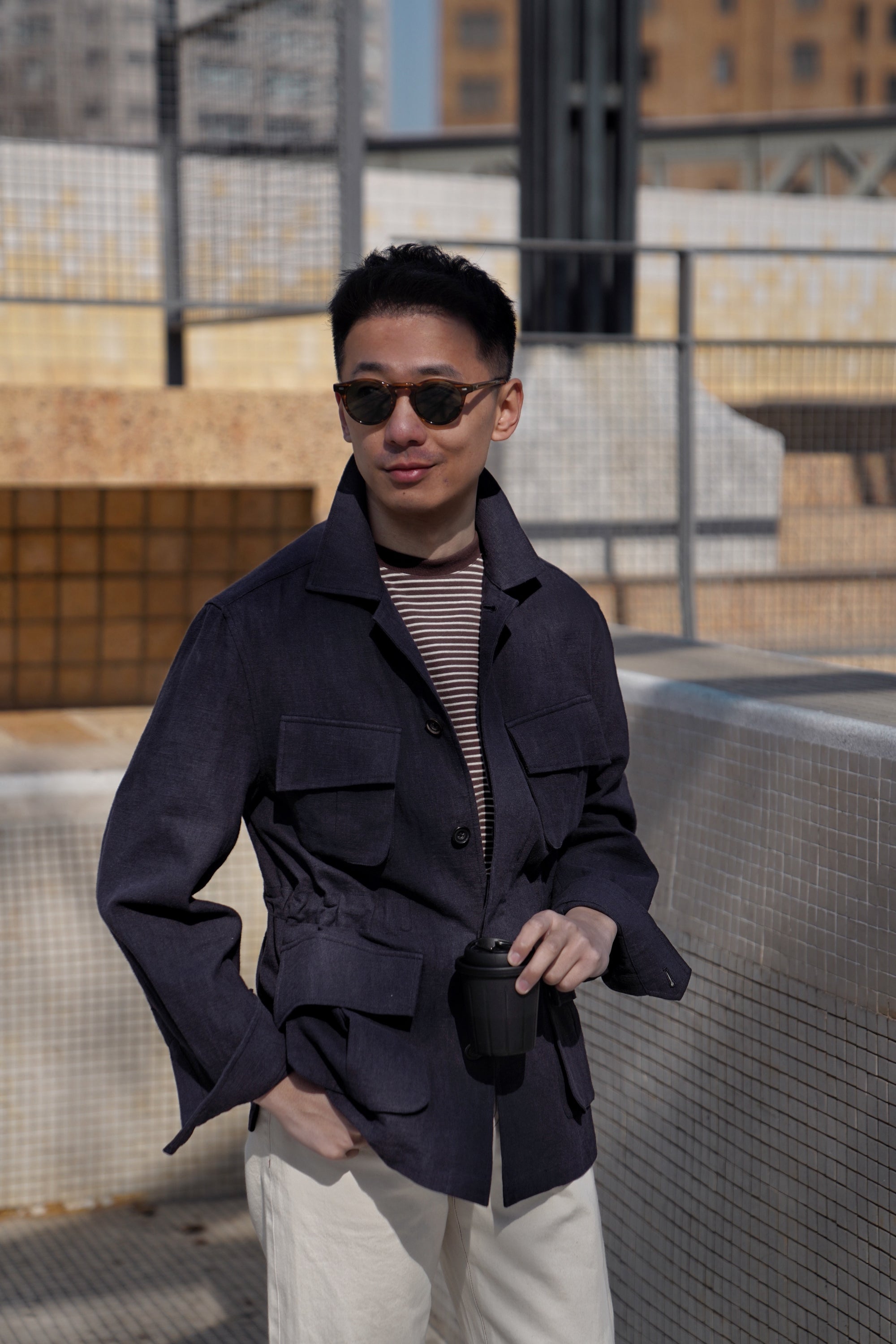 Ink Blue Linen Cotton M42 Jacket