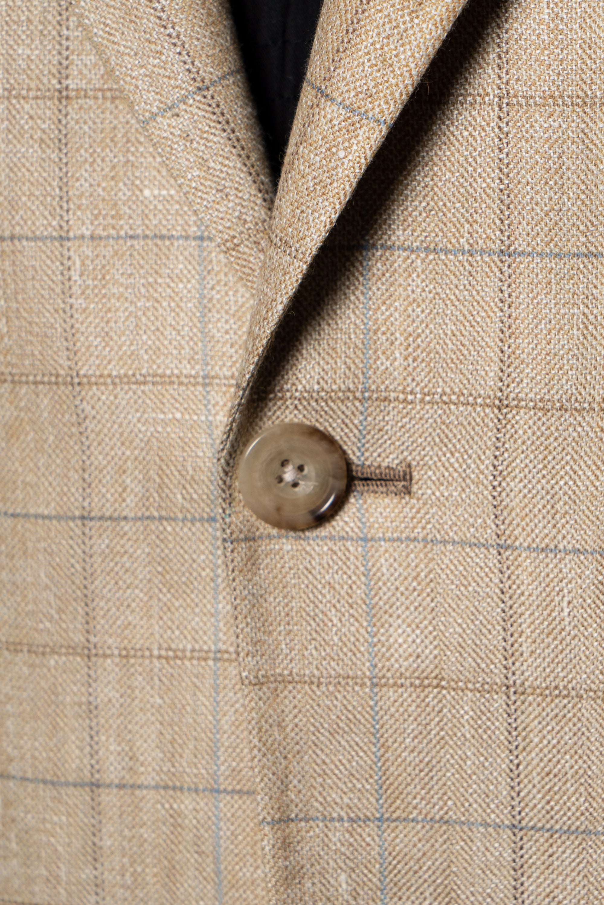 MTO Golden Camel Windowpane Linen Wool Jacket #352