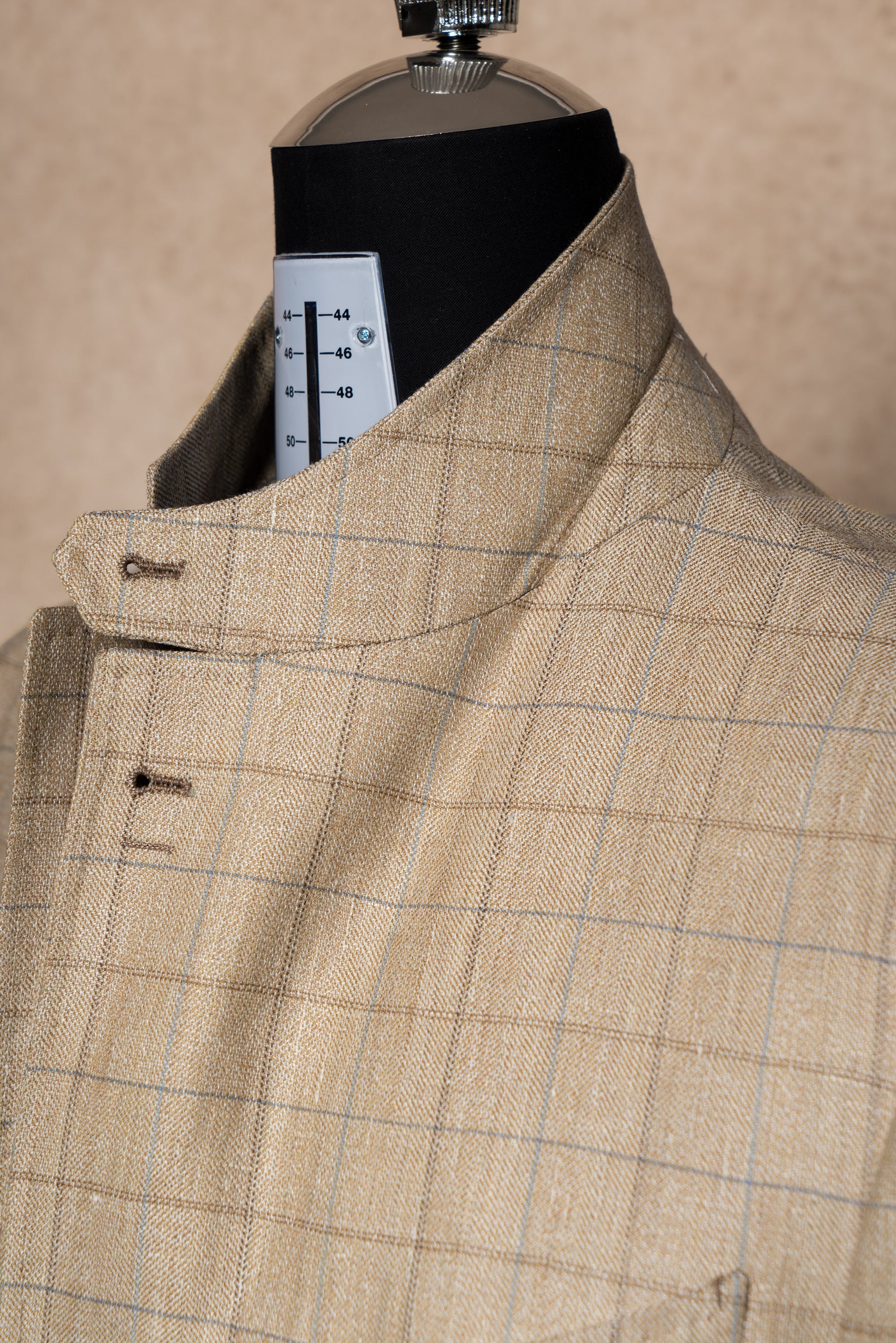 MTO Golden Camel Windowpane Linen Wool Jacket #352
