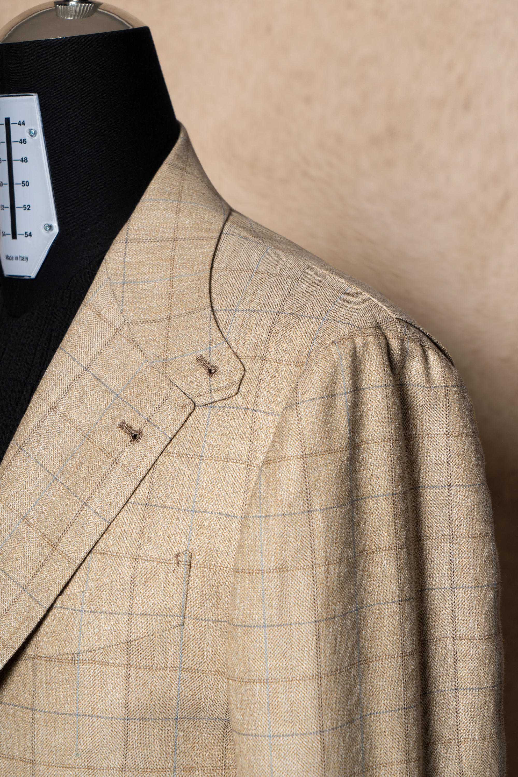 MTO Golden Camel Windowpane Linen Wool Jacket #352