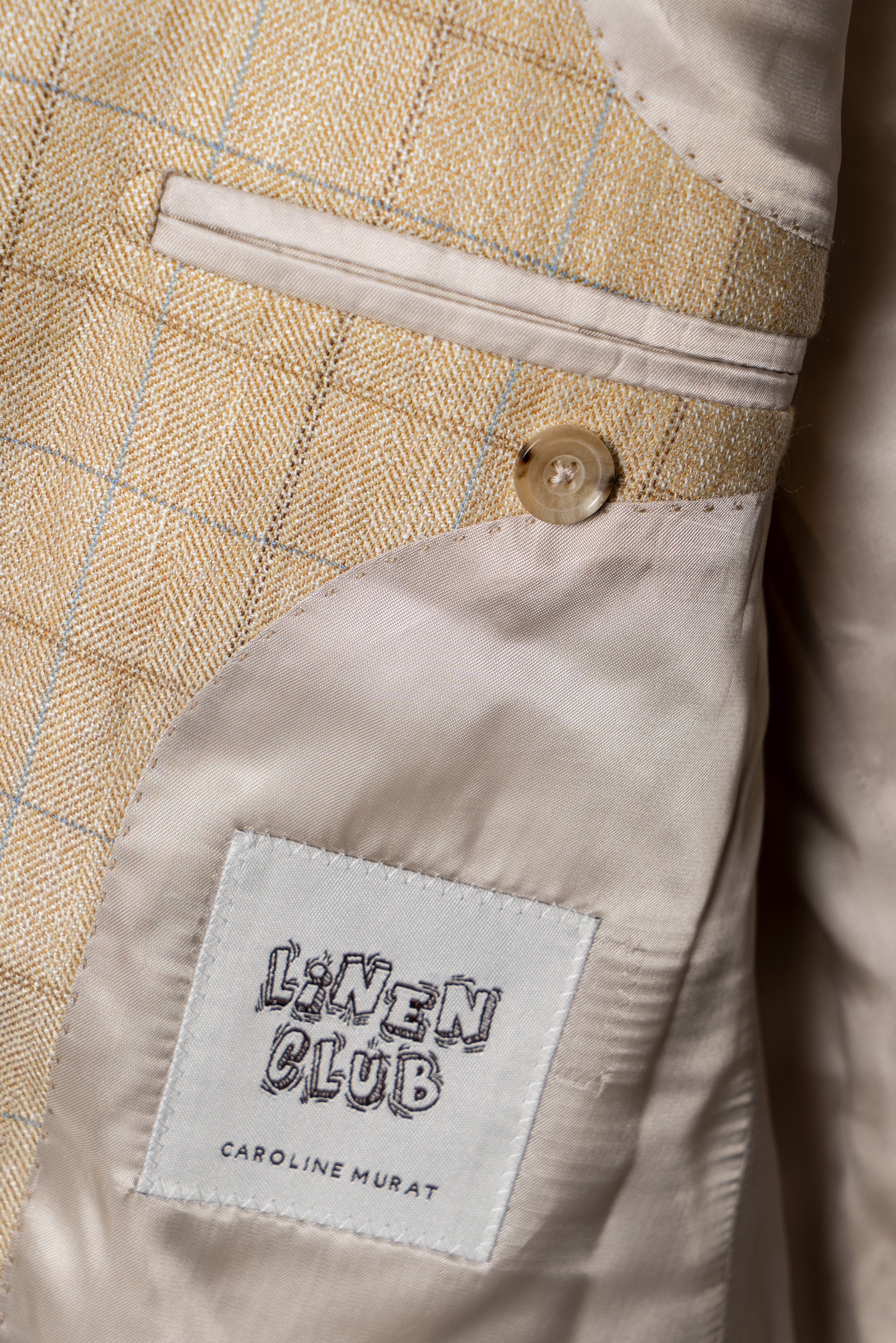 MTO Golden Camel Windowpane Linen Wool Jacket #352