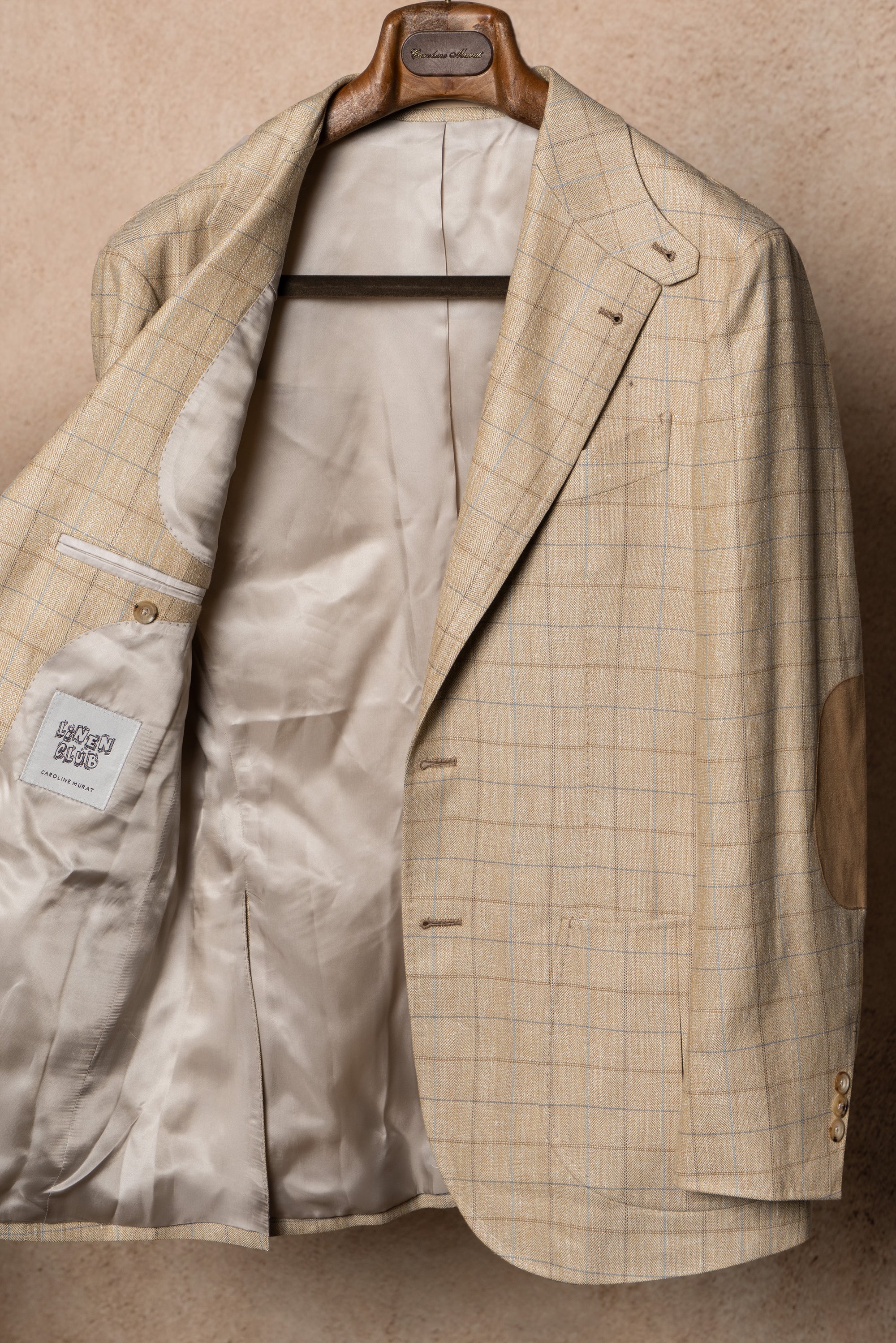 MTO Golden Camel Windowpane Linen Wool Jacket #352