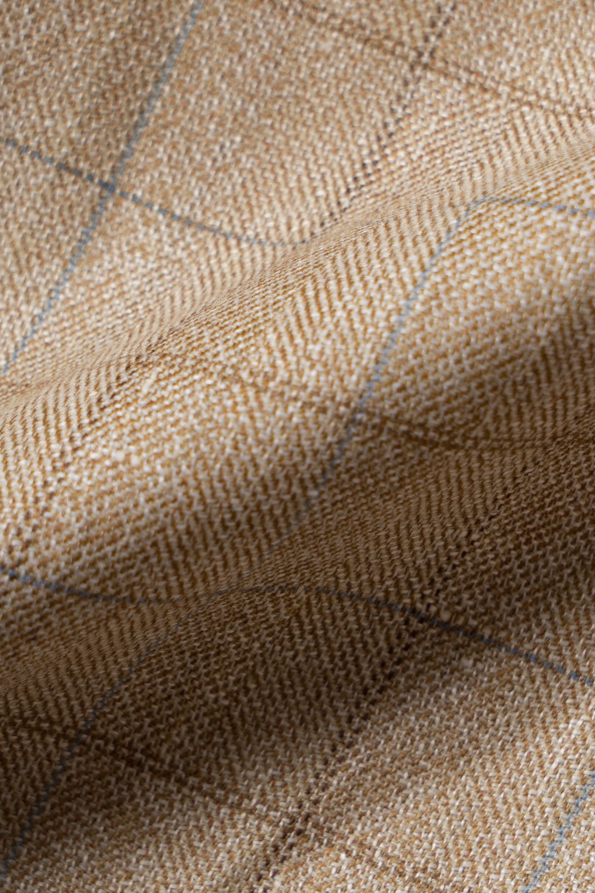 MTO Golden Camel Windowpane Linen Wool Jacket #352