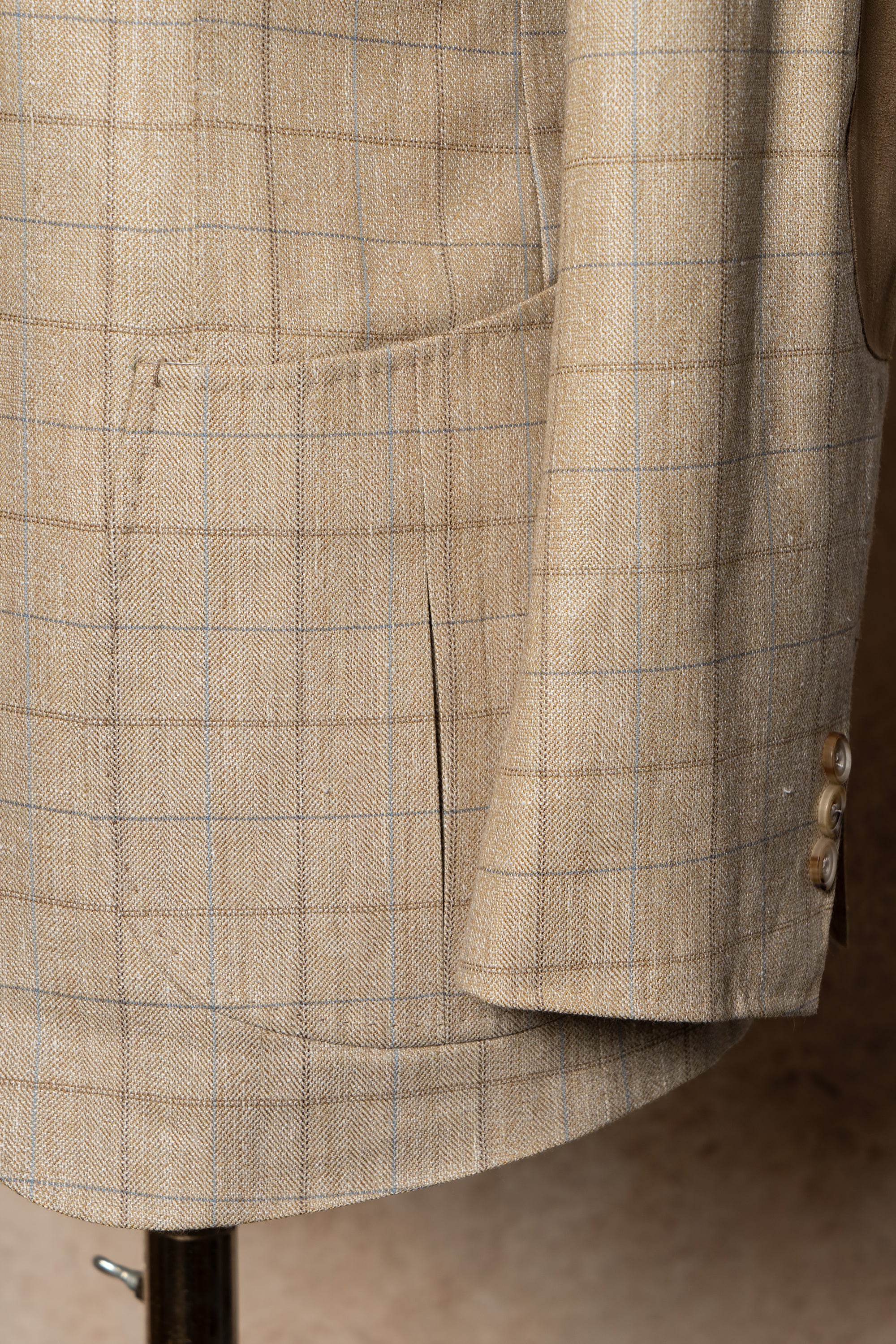 MTO Golden Camel Windowpane Linen Wool Jacket #352