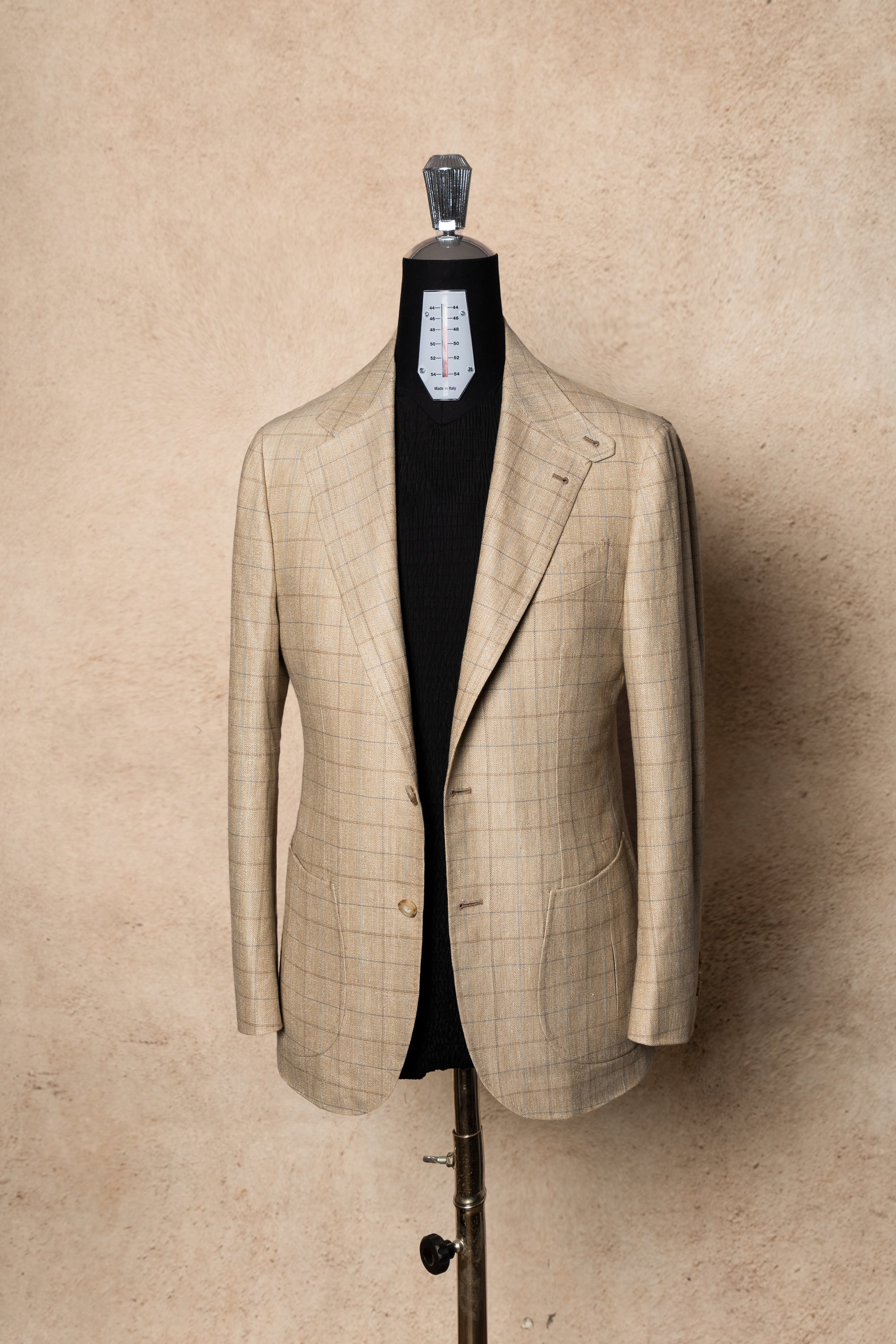 MTO Golden Camel Windowpane Linen Wool Jacket #352